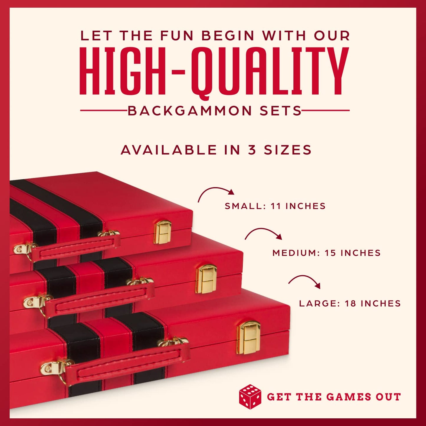 Get The Games Out Backgammon Set – Large Red Case with Strategy Guide