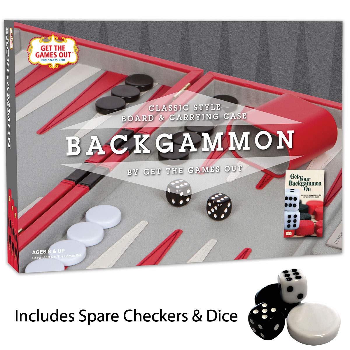 Get The Games Out Backgammon Set – Large Red Case with Strategy Guide