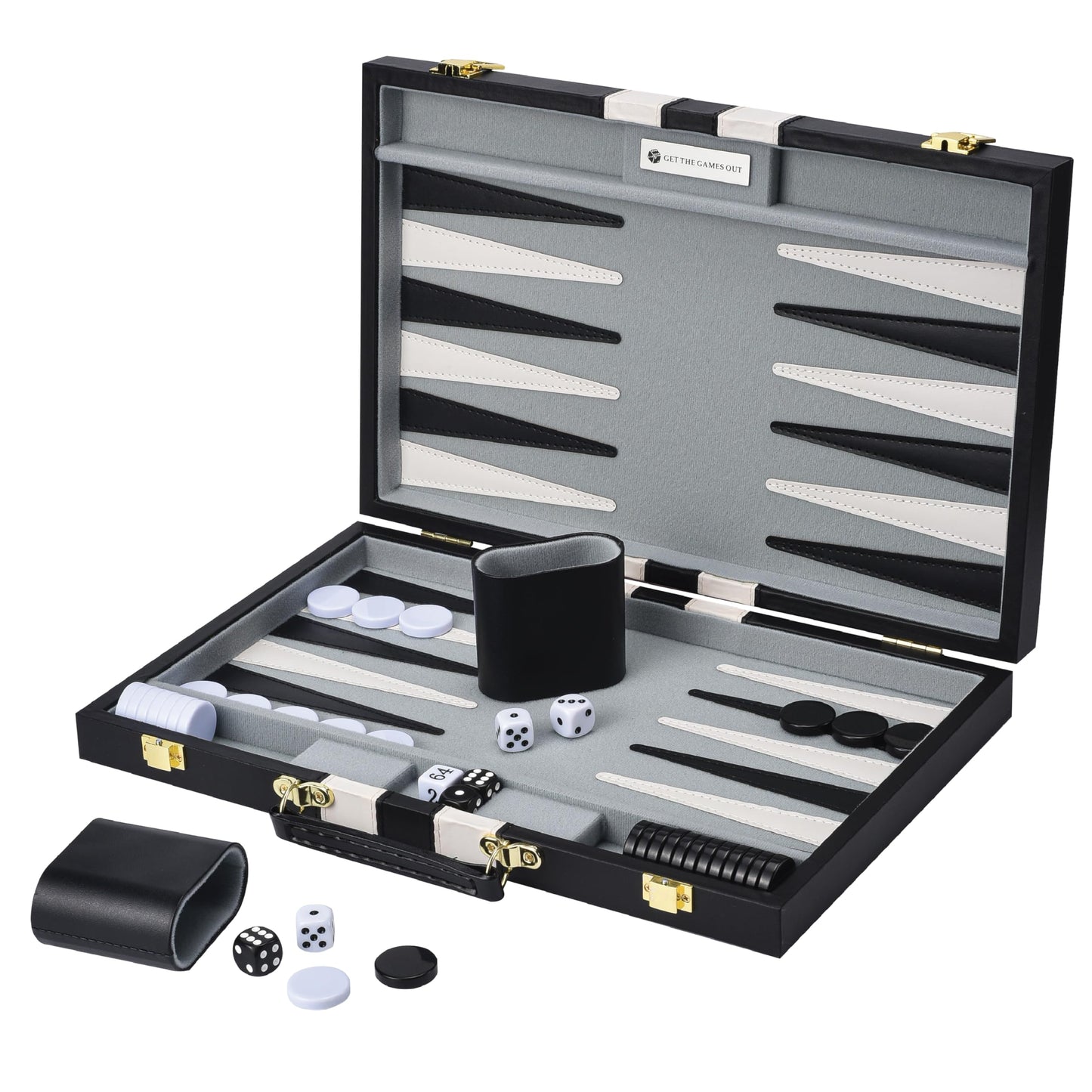 Get The Games Out Backgammon Set – Large Black Travel Case with Strategy Guide for 2 Players