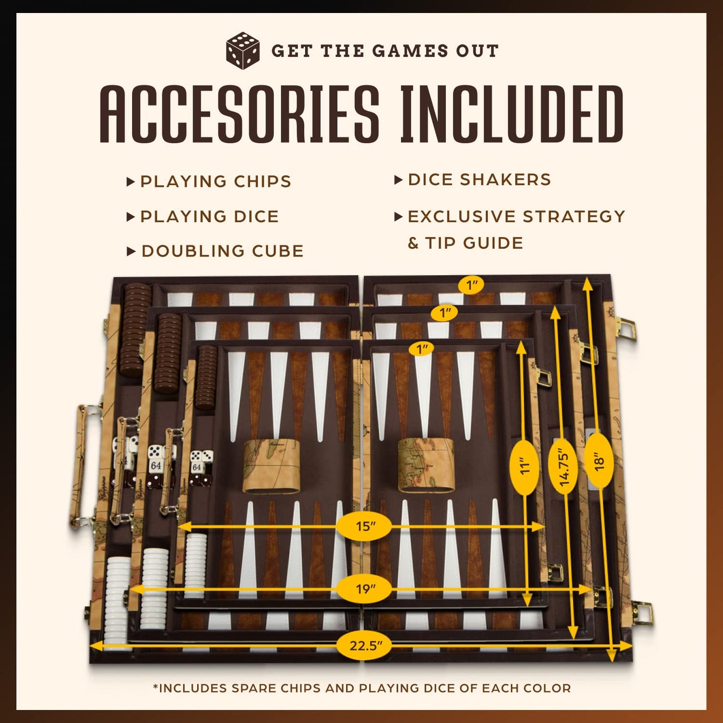 Get The Games Out Backgammon Set - Travel Case with Strategy Guide (Small, Medium, Large)