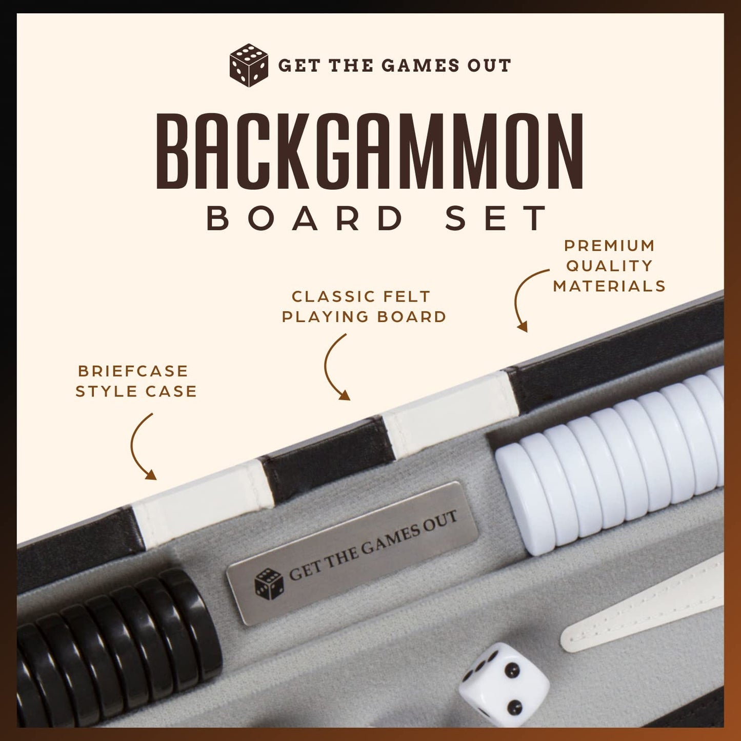 Get The Games Out Backgammon Set – 2 Players, Medium (Black) with Strategy Guide