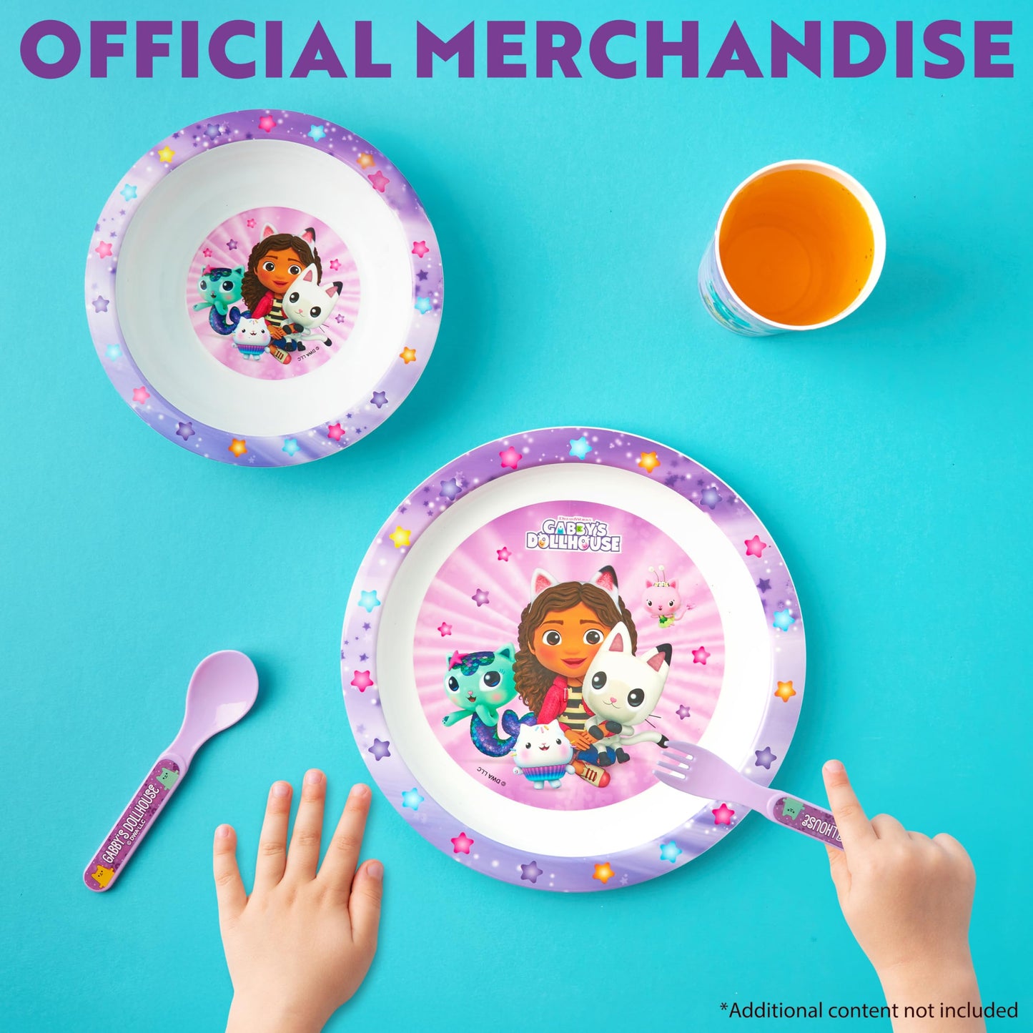 Get Trend Gabby's Dollhouse Dinnerware Set – 5 Pc Kids Tableware (Plate, Bowl, Cup, Spoon, Fork)