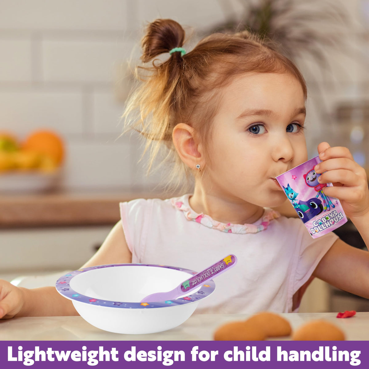 Get Trend Gabby's Dollhouse Dinnerware Set – 5 Pc Kids Tableware (Plate, Bowl, Cup, Spoon, Fork)