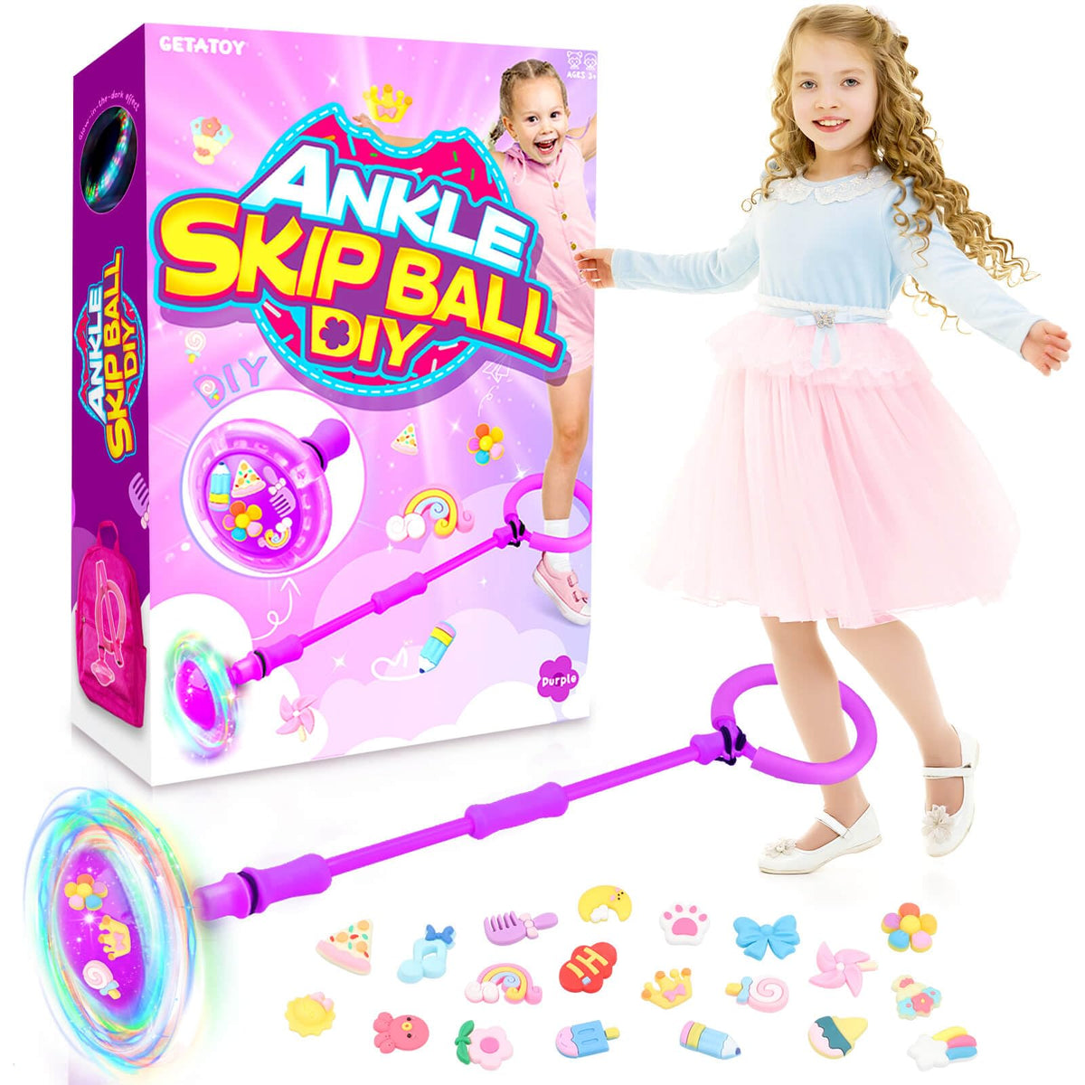 Getatoy Ankle Skip Ball for Kids – LED Induction, Battery-Free Outdoor Toy (Ages 4–12)