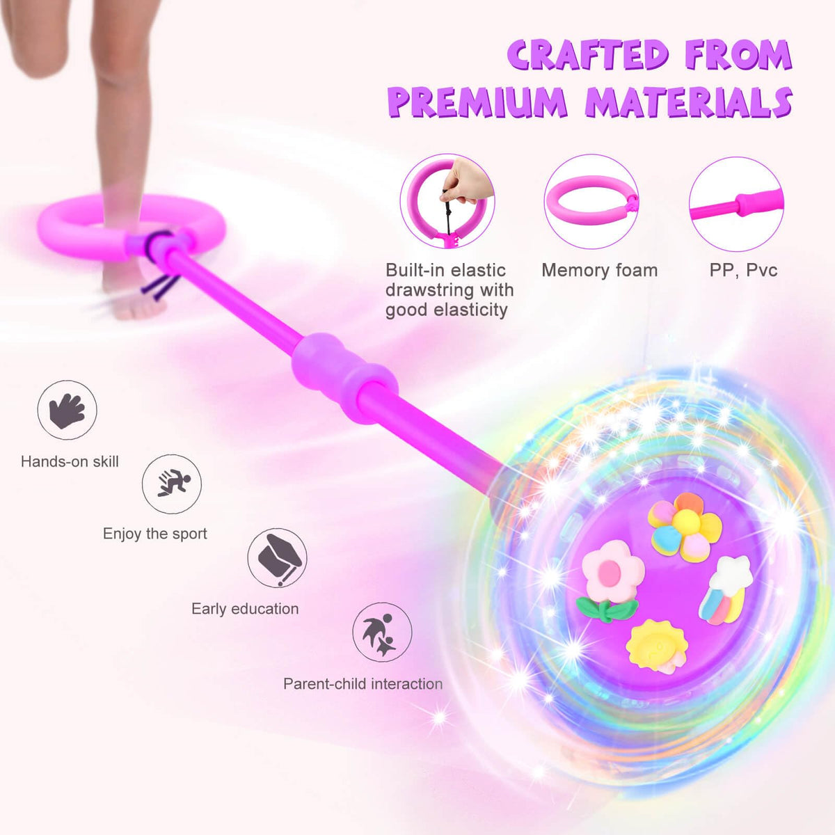 Getatoy Ankle Skip Ball for Kids – LED Induction, Battery-Free Outdoor Toy (Ages 4–12)