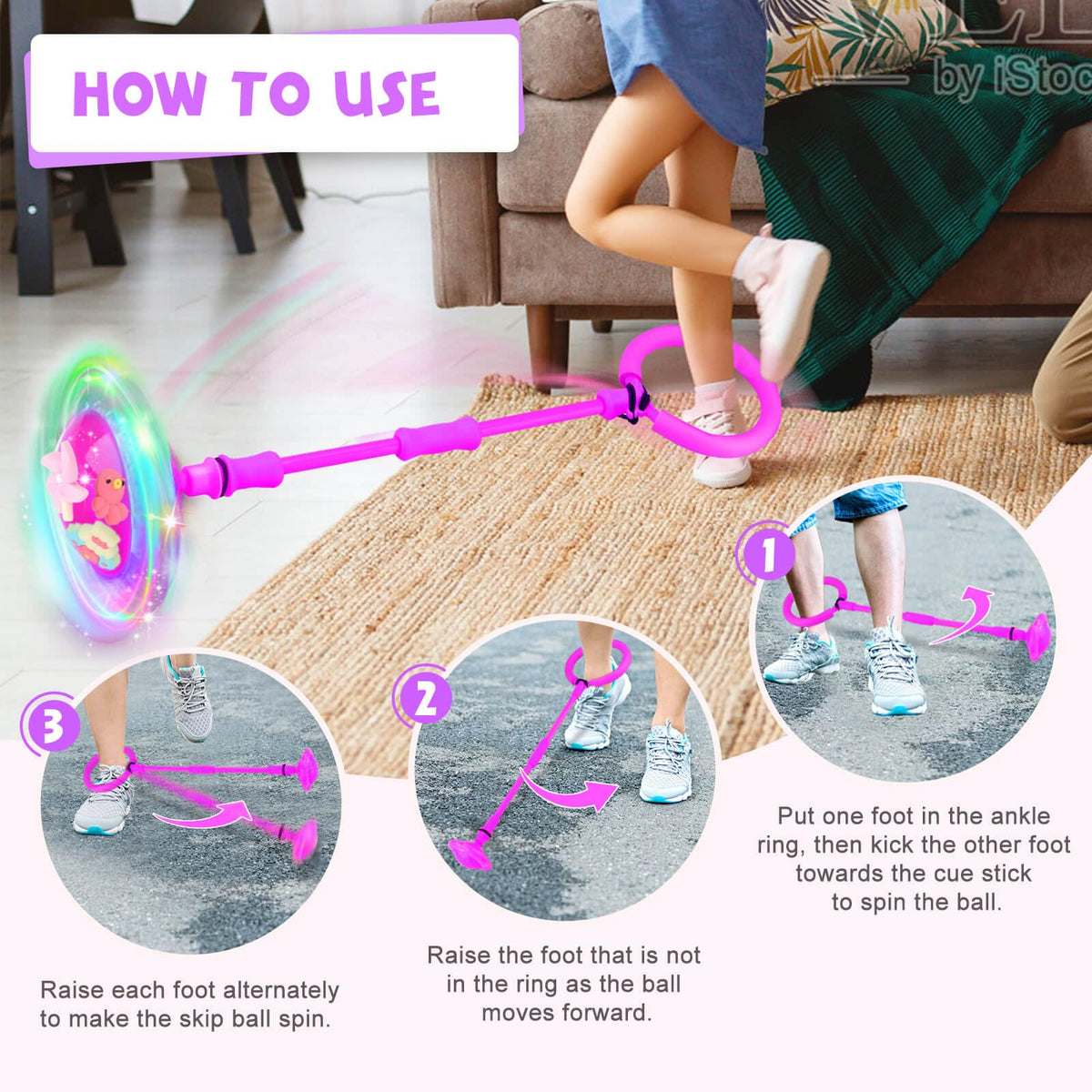 Getatoy Ankle Skip Ball for Kids – LED Induction, Battery-Free Outdoor Toy (Ages 4–12)