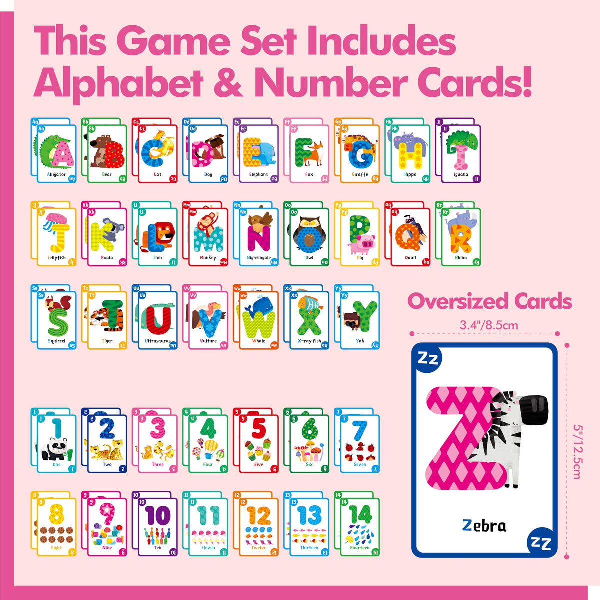 Gethelud Go Fish Card Game – Oversized Alphabet & Number Cards for Kids