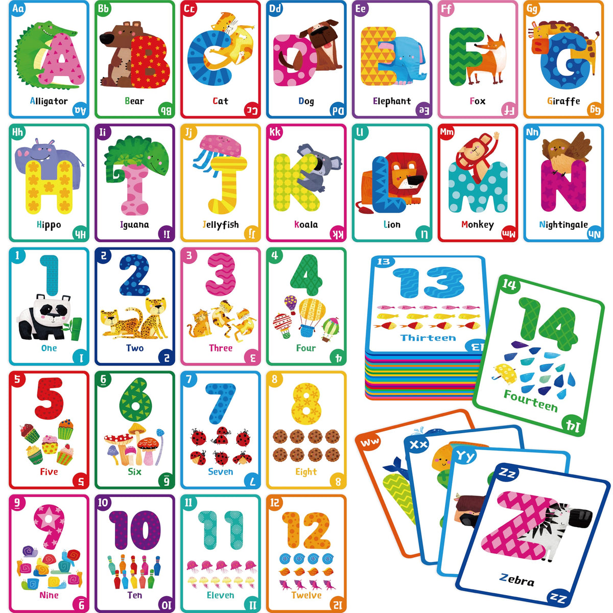 Gethelud Go Fish Card Game – Oversized Alphabet & Number Cards for Kids