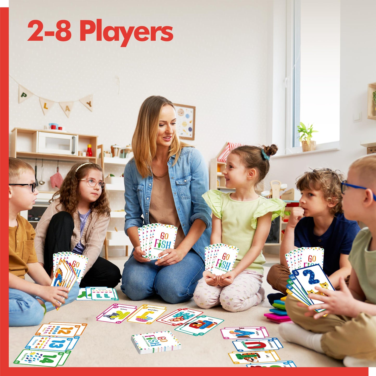 Gethelud Go Fish Card Game – Oversized Alphabet & Number Cards for Kids