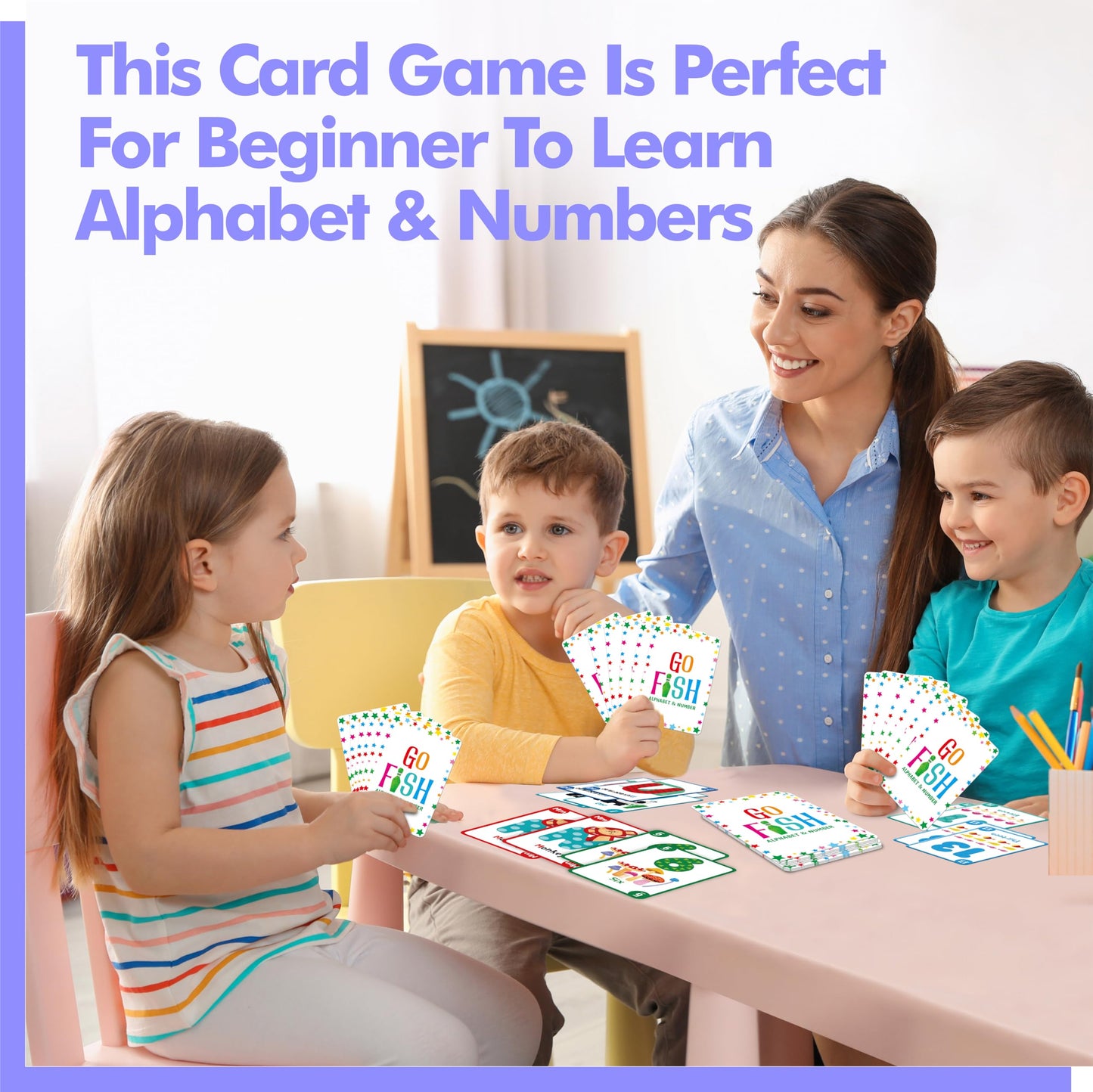 Gethelud Go Fish Card Game – Oversized Alphabet & Number Cards for Kids