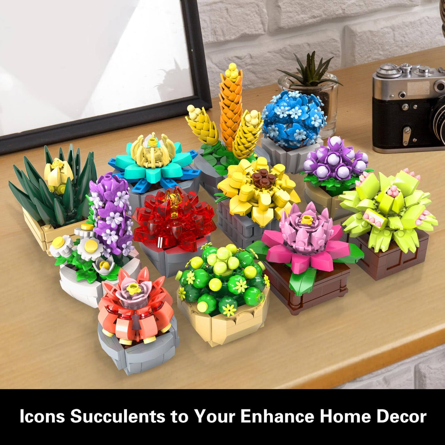 GEVINST 12-Piece Succulents Building Set for Home Decor & Gift Ideas