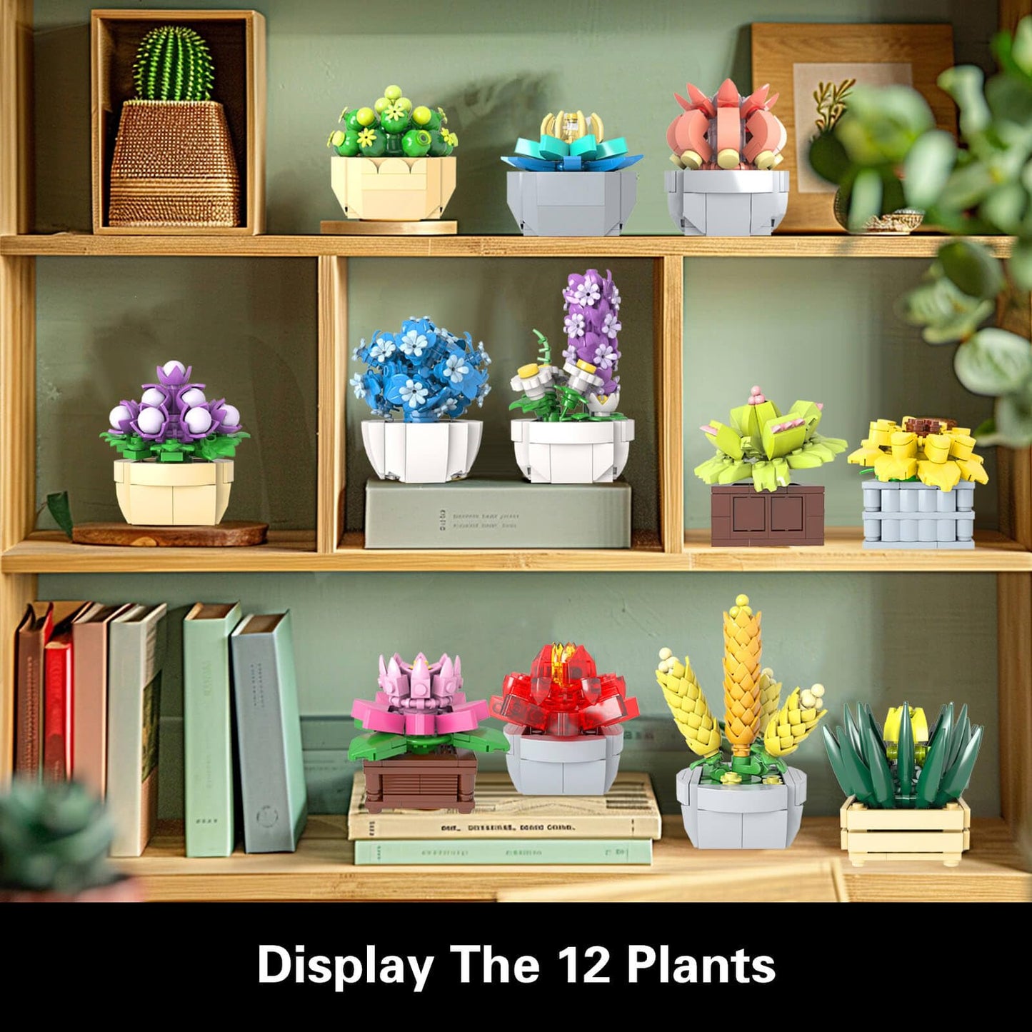 GEVINST 12-Piece Succulents Building Set for Home Decor & Gift Ideas