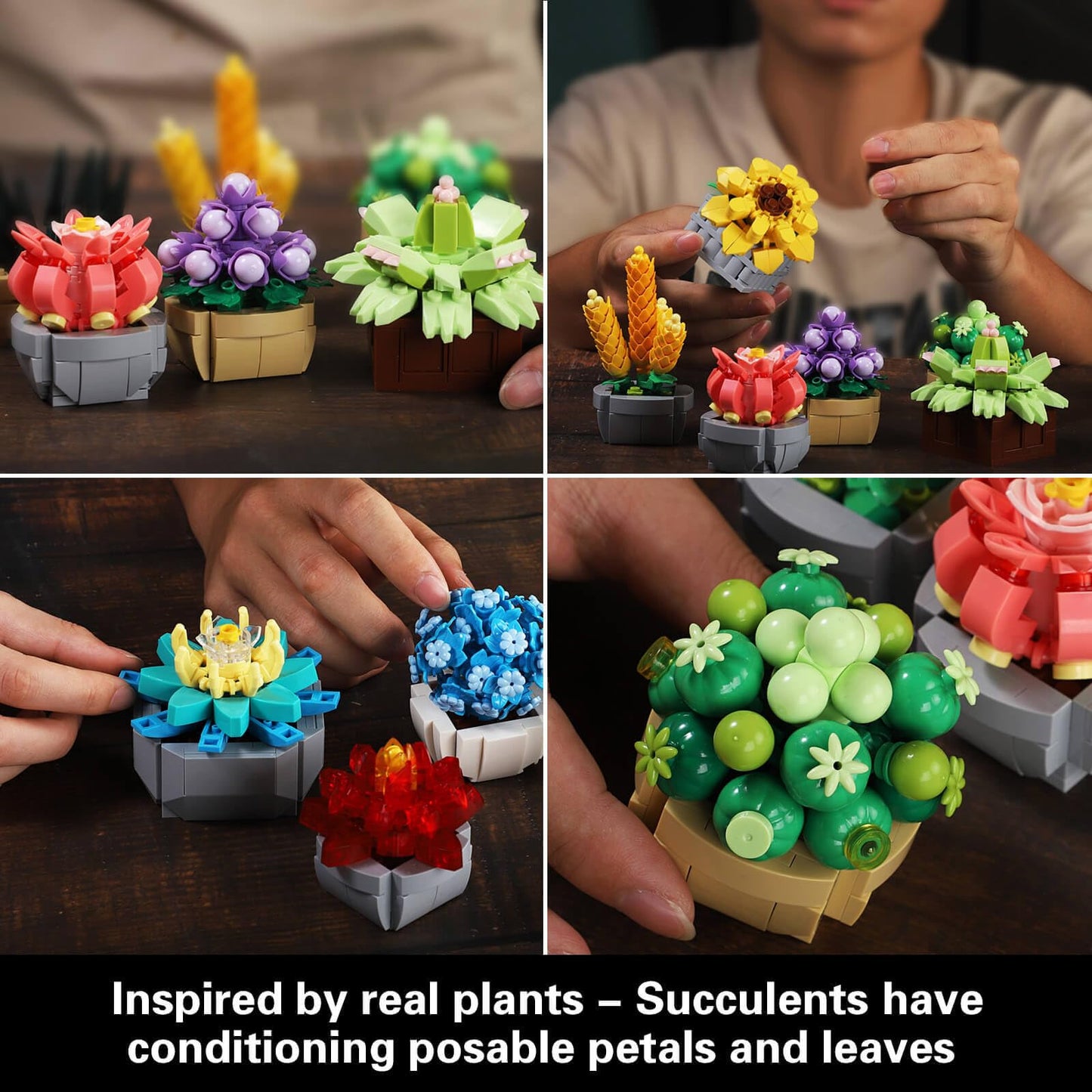 GEVINST 12-Piece Succulents Building Set for Home Decor & Gift Ideas