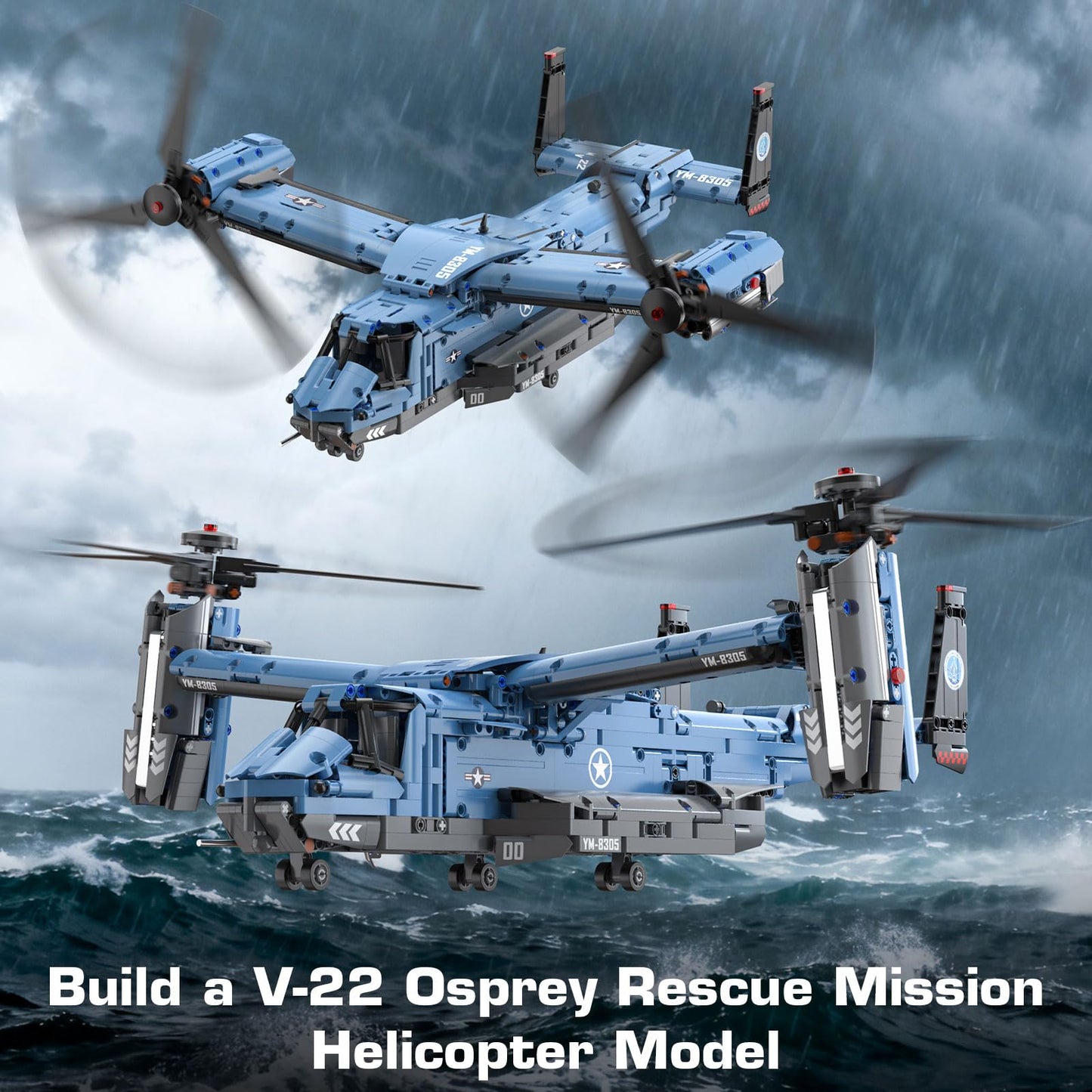 GEVINST V-22 Osprey Military Helicopter Building Set - 1486 Pieces