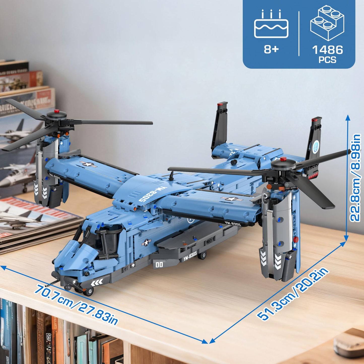 GEVINST V-22 Osprey Military Helicopter Building Set - 1486 Pieces