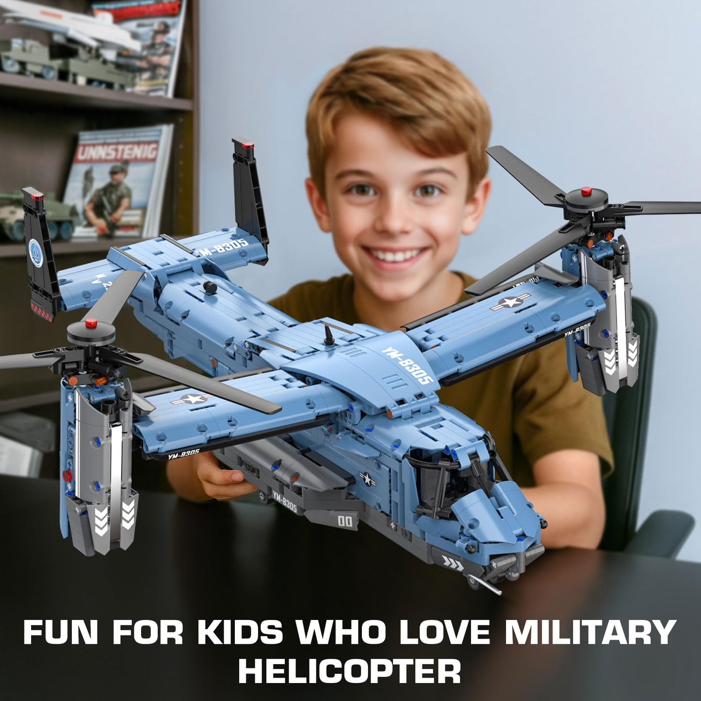GEVINST V-22 Osprey Military Helicopter Building Set - 1486 Pieces