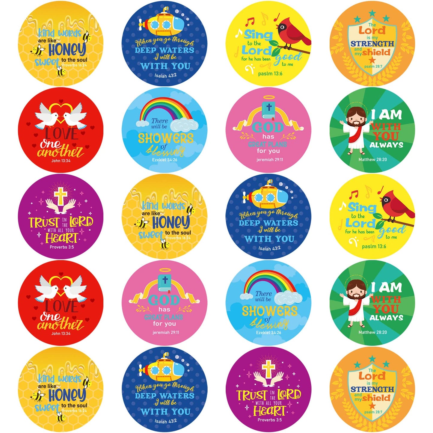 Geyee 600 Pcs Christian Religious Stickers for Kids – Bible Verse & Angel Style Decals for Toddler Art & Easter Crafts