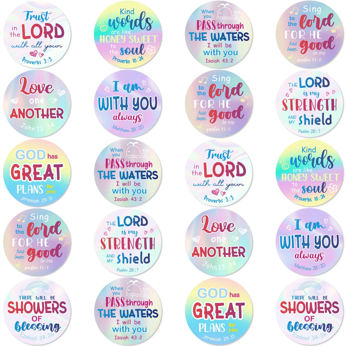 Geyee 600 Pcs Christian Religious Stickers for Kids – Rainbow Style Faith Decor