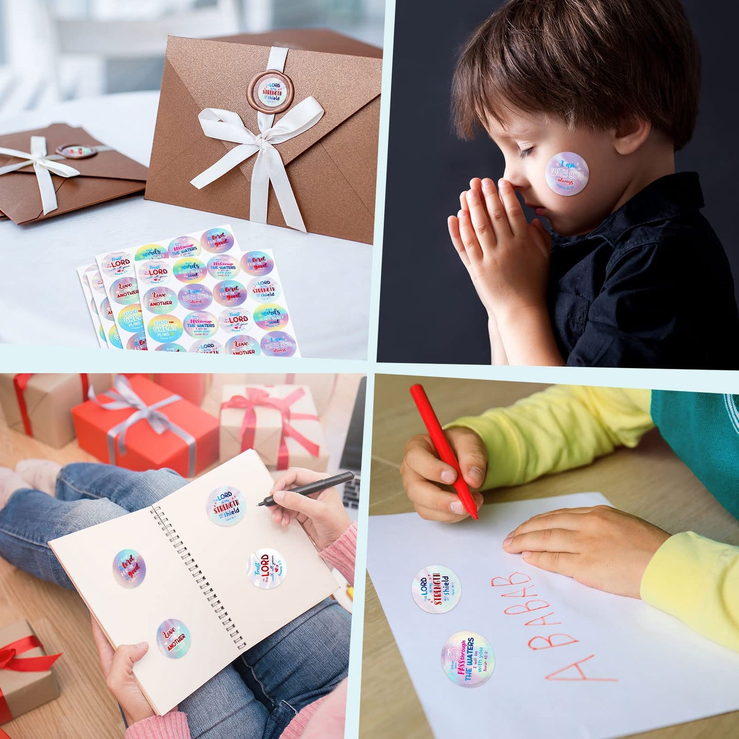Geyee 600 Pcs Christian Religious Stickers for Kids – Rainbow Style Faith Decor