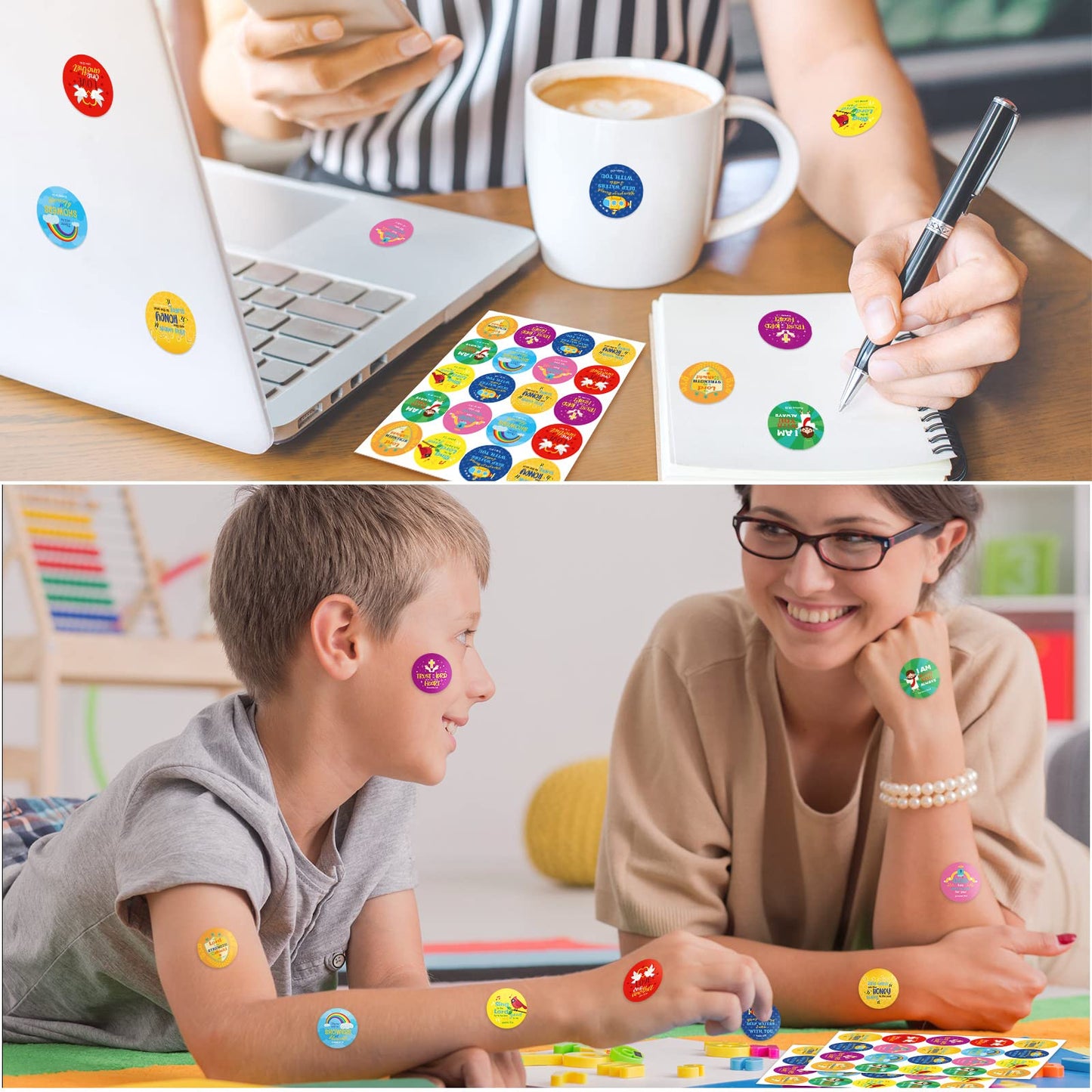 Geyee 600 Pcs Christian Religious Stickers for Kids – Bible Verse & Angel Style Decals for Toddler Art & Easter Crafts
