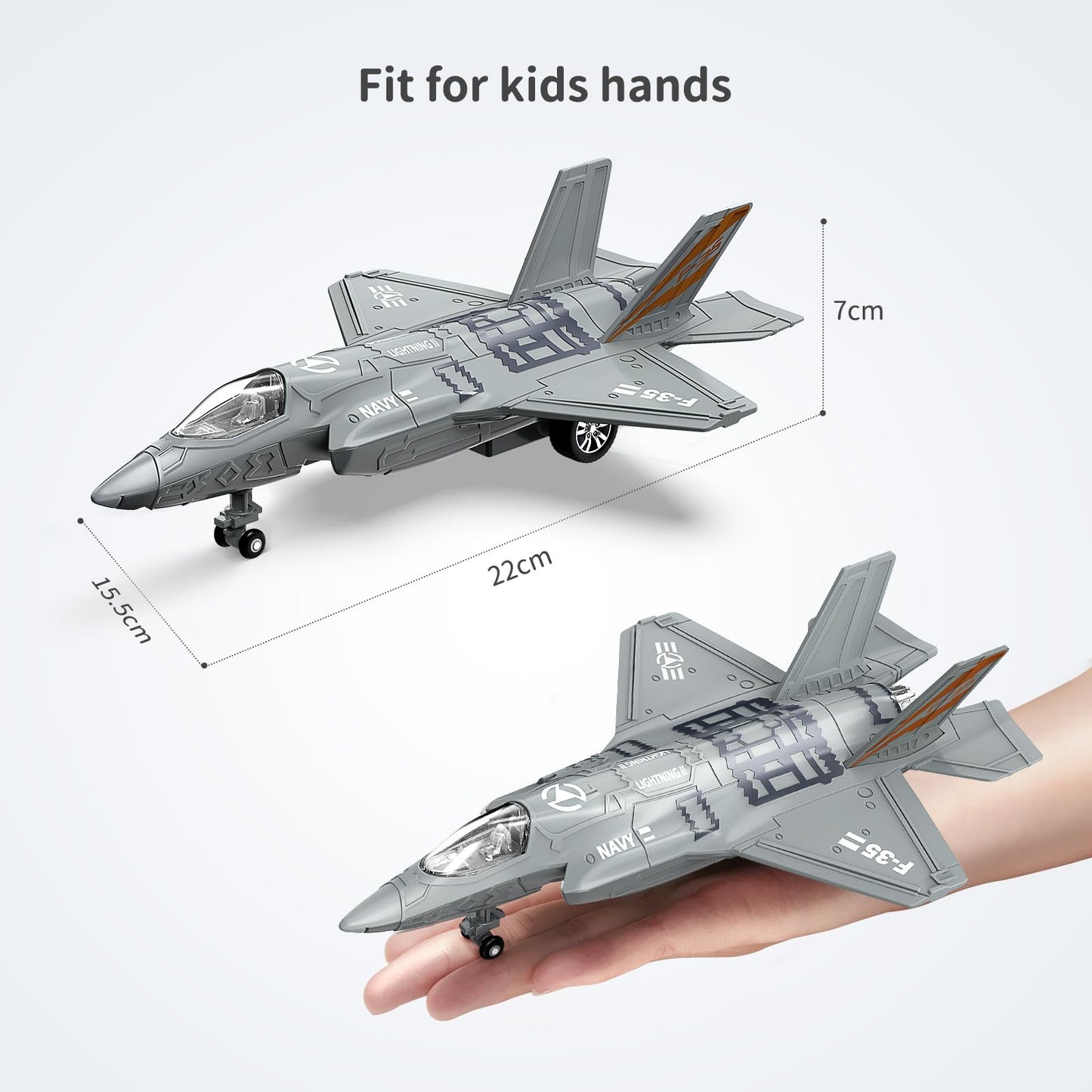 Geyiie Fighter Jet Toy Plane for Toddlers – Lights & Sounds, Durable Diecast 1:72