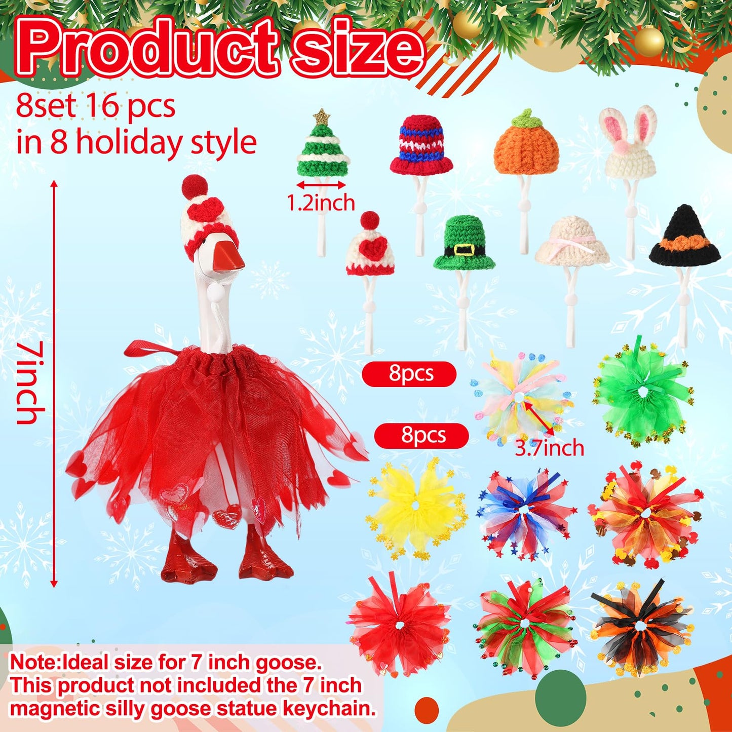 Geyoga 8-Set Mini Holiday Goose Outfits for 7-Inch Desk Goose
