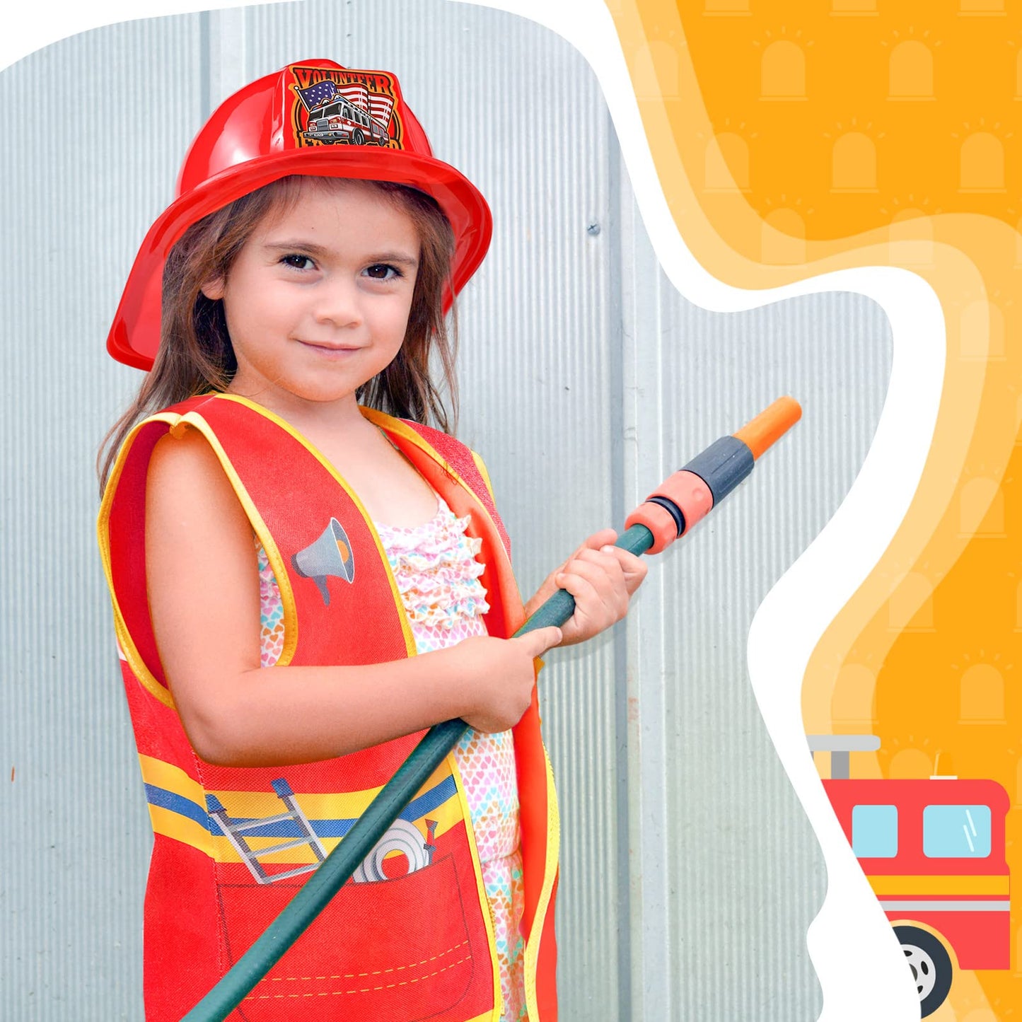 Geyoga 24 Pcs Fireman Costume Set for Kids – 12 Helmets & 12 Vests for Ages 3-8