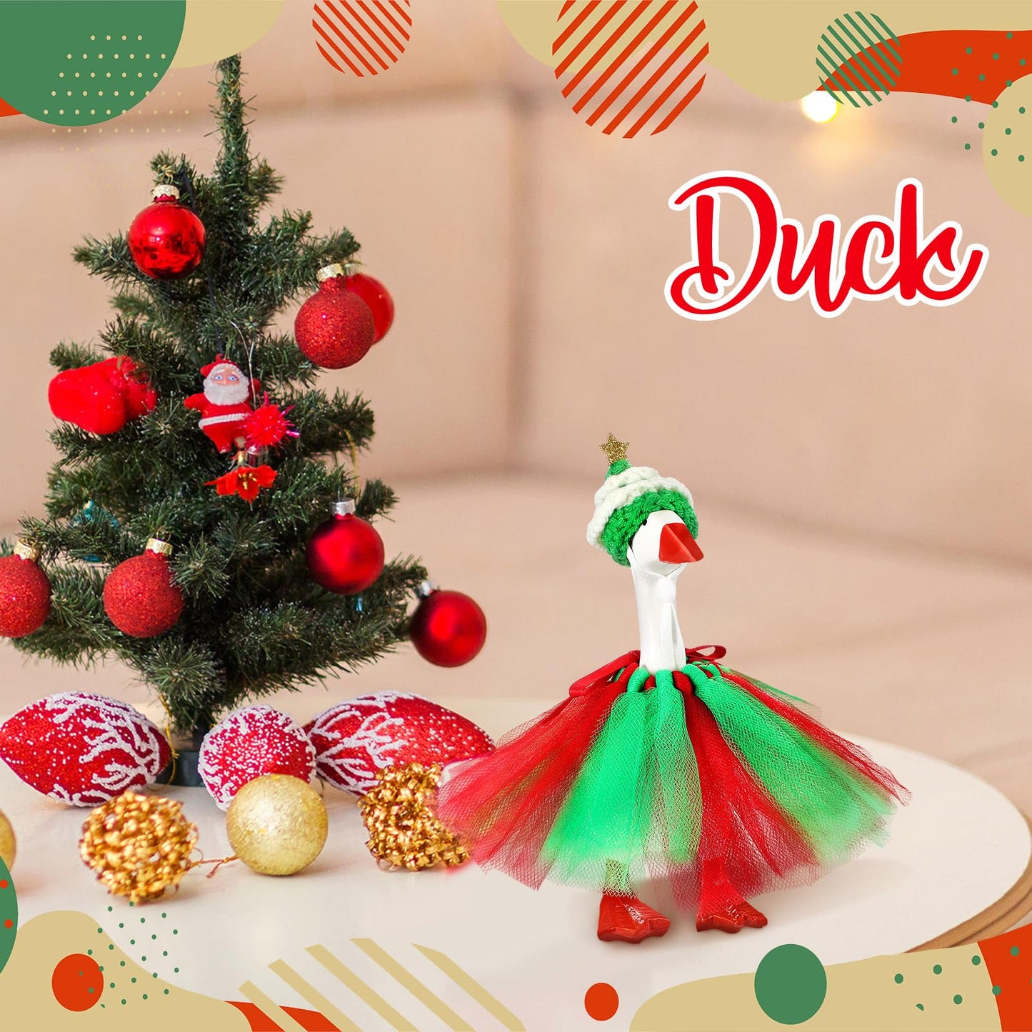 Geyoga 8‑Piece Mini Goose Outfit Set for 7-Inch Desk Figures | Holiday Hats & Tutus