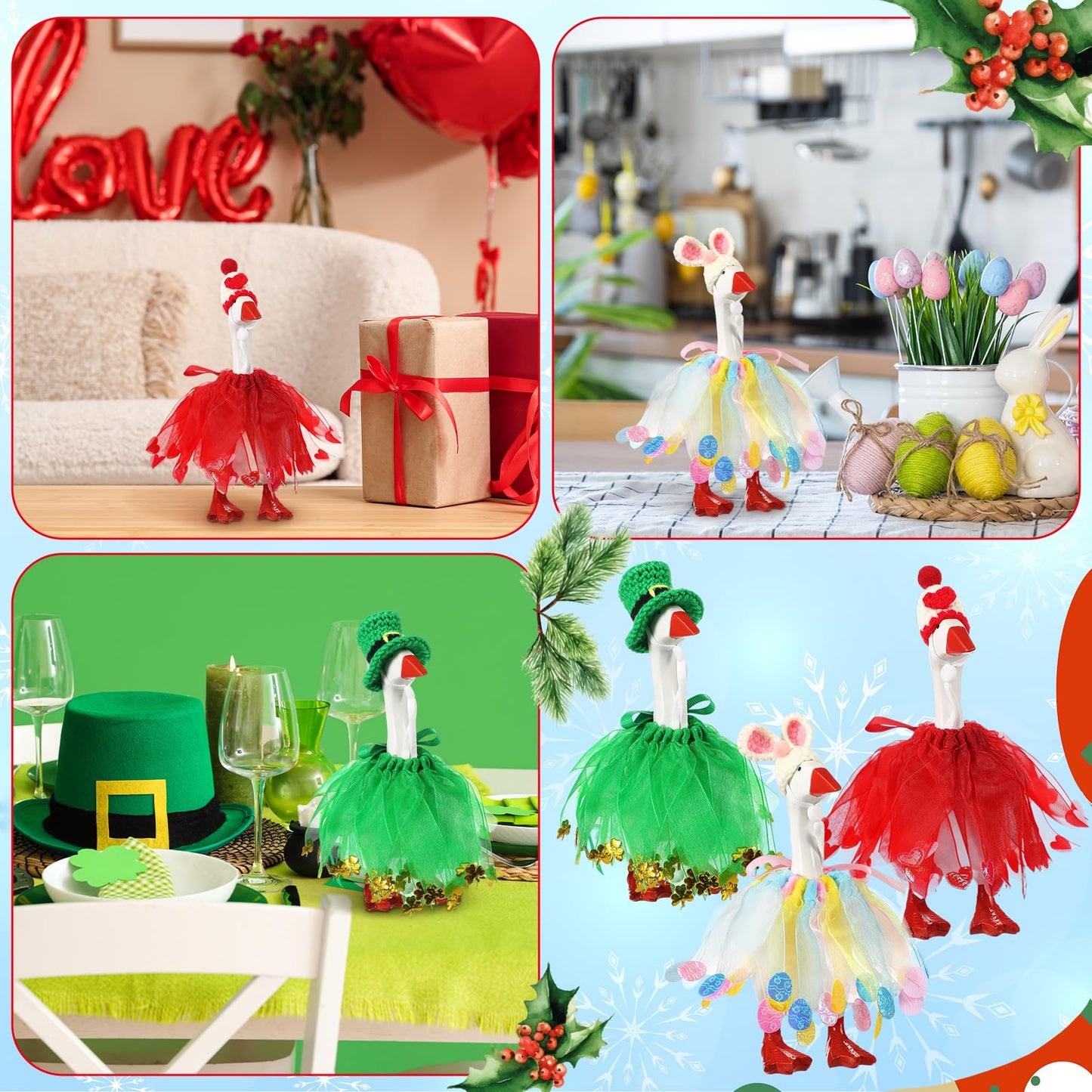 Geyoga 8-Set Mini Holiday Goose Outfits for 7-Inch Desk Goose
