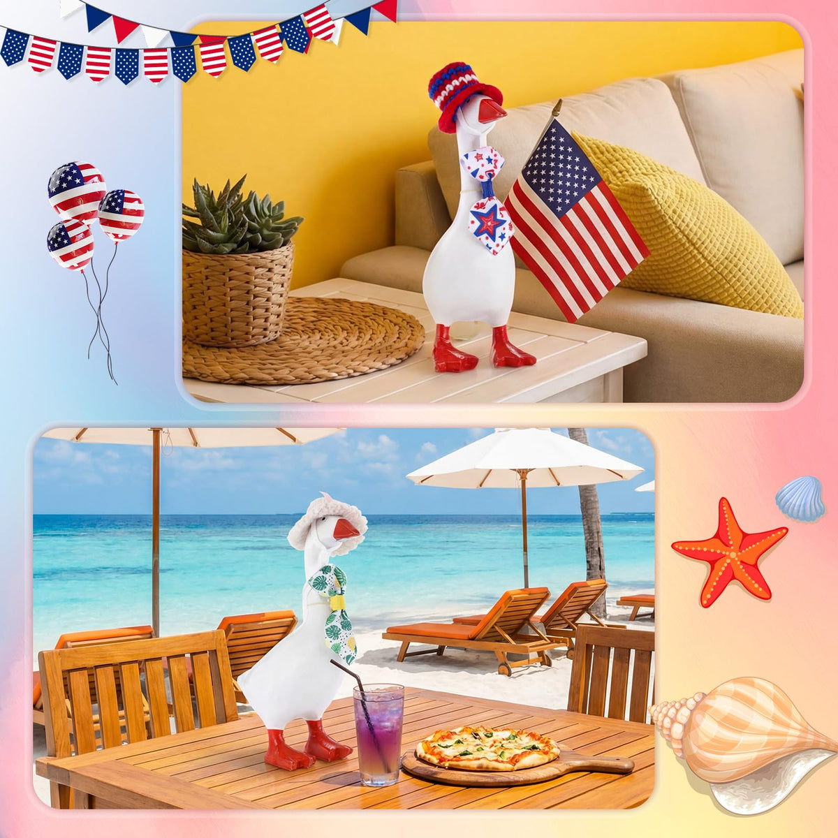 Geyoga 8-Set Mini Desk Goose Outfits – Holiday Knit Hats & Ties for 7-Inch Goose Statues