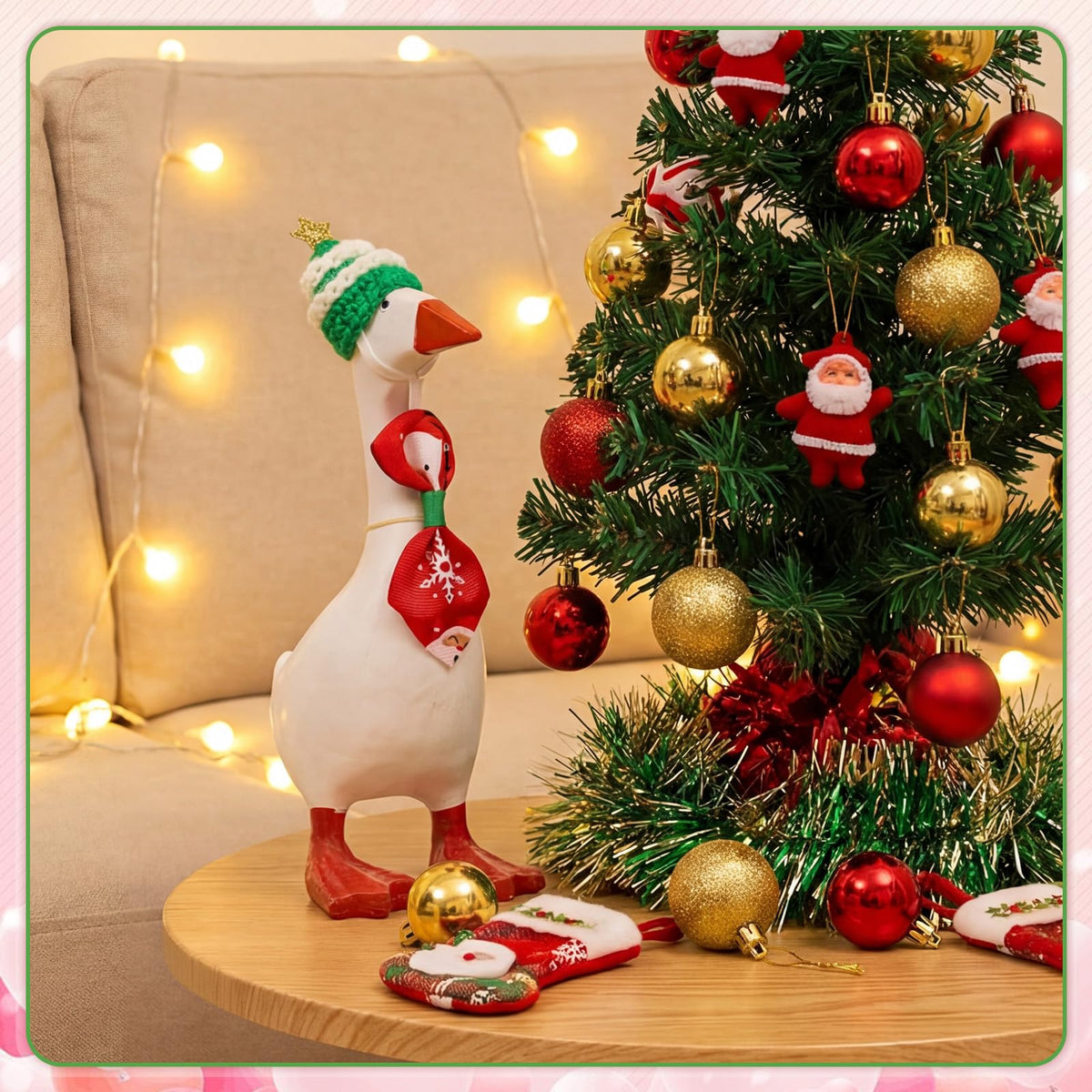 Geyoga 8-Set Mini Desk Goose Outfits – Holiday Knit Hats & Ties for 7-Inch Goose Statues
