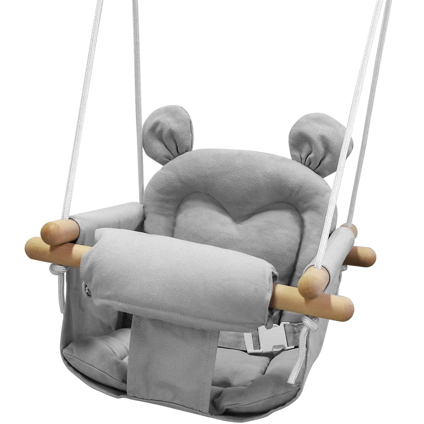 GFU Baby Swing – Canvas Infant Swing for Indoor & Outdoor Use | Secure Wooden Hanging Seat