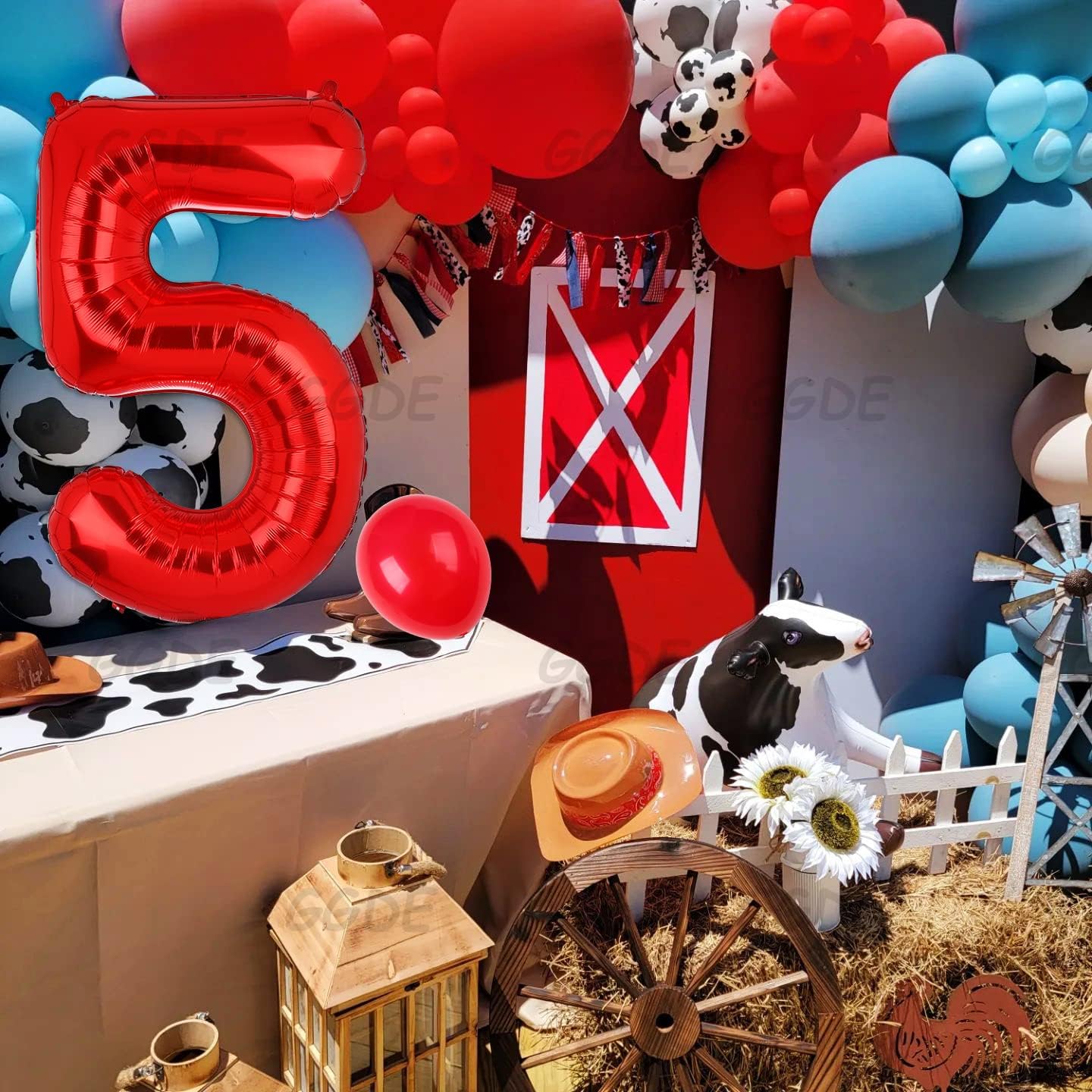 GGDE 40-Inch Red Number 5 Mylar Balloon – Birthday Party Decor