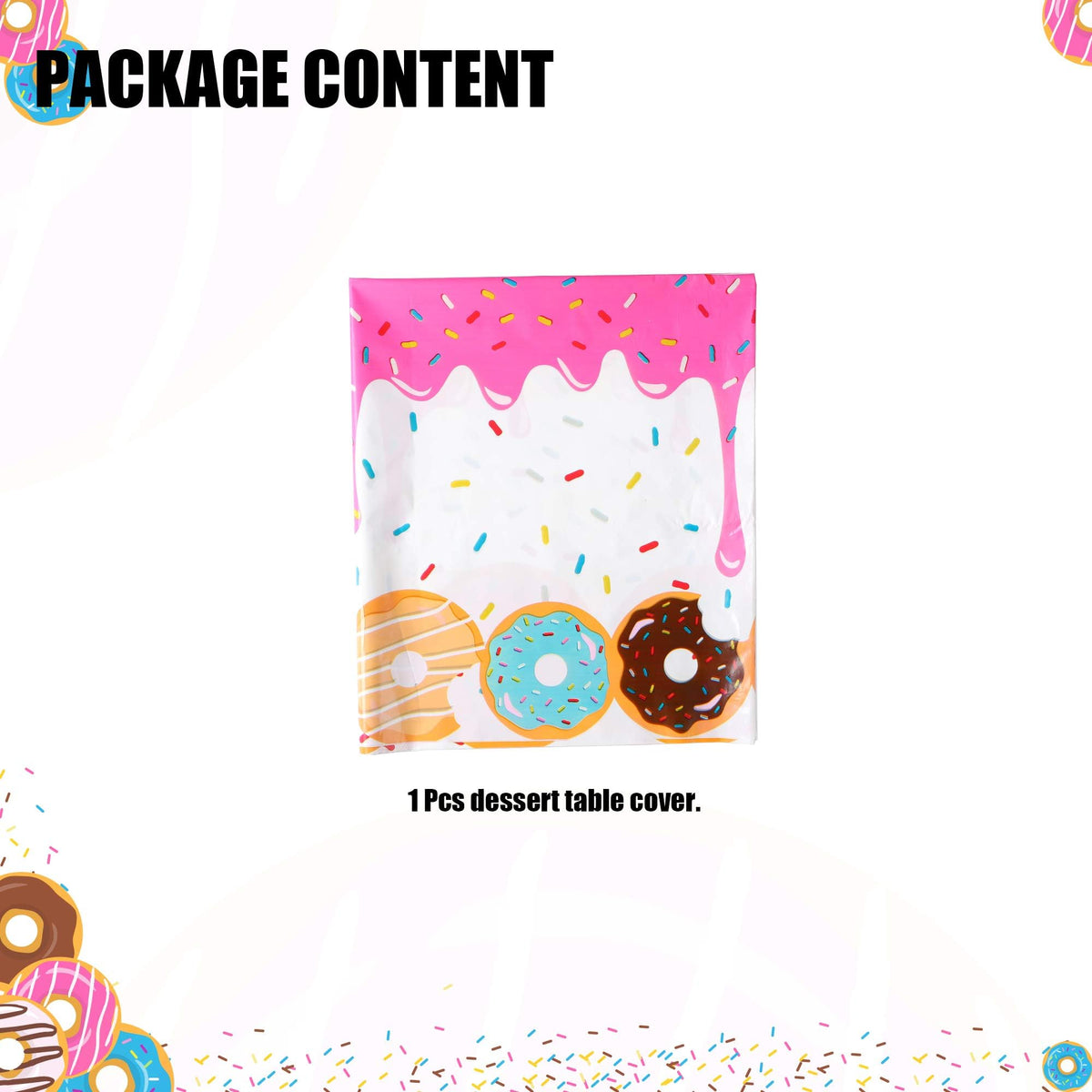 GGDE Donut Dessert Table Cover – 51x86.6 in Disposable Party Decor