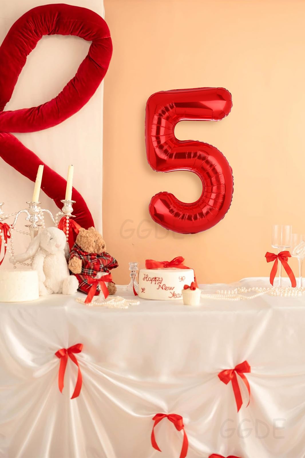 GGDE 40-Inch Red Number 5 Mylar Balloon – Birthday Party Decor