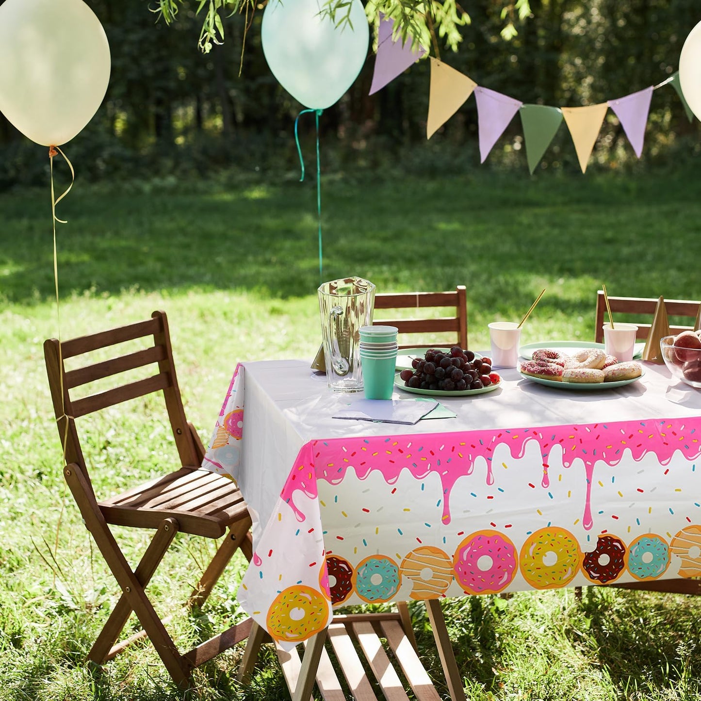 GGDE Donut Dessert Table Cover – 51x86.6 in Disposable Party Decor