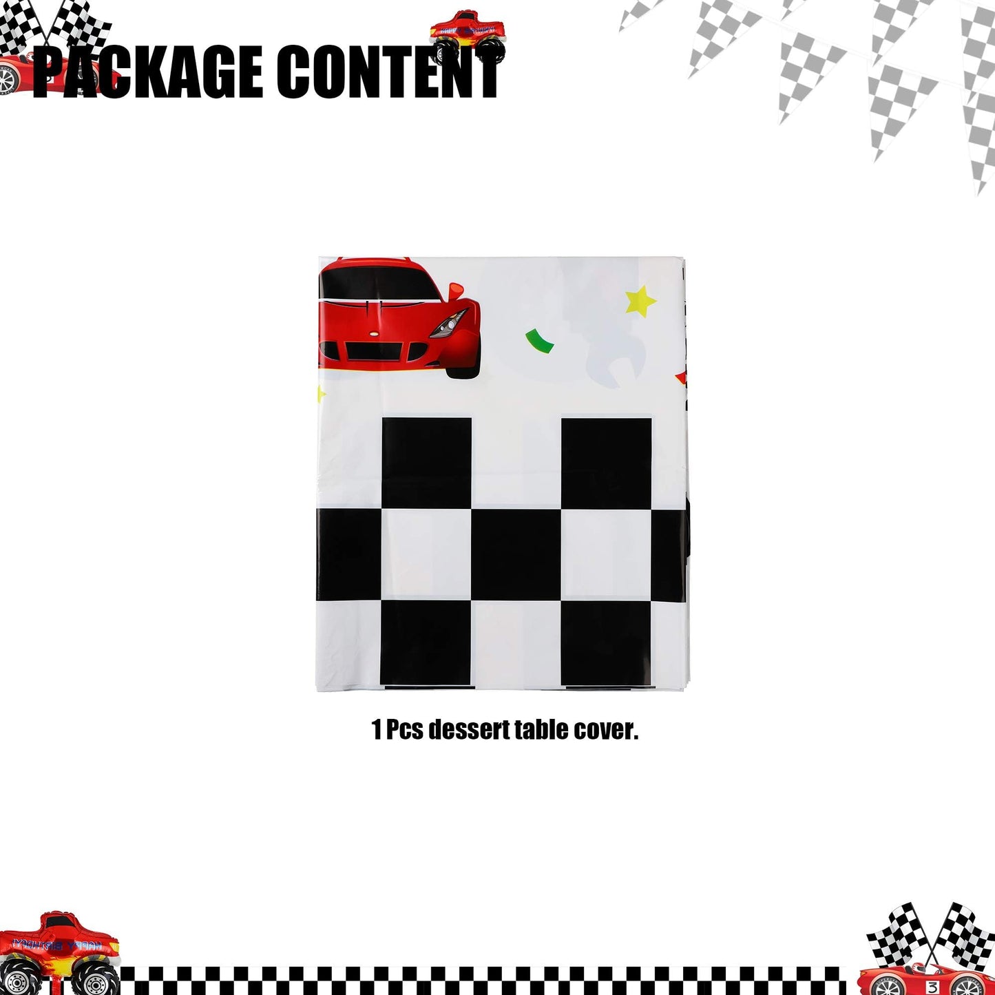 GGDE Racing Car Theme Table Cover – 51x86.6 in, Disposable & Waterproof Party Supplies