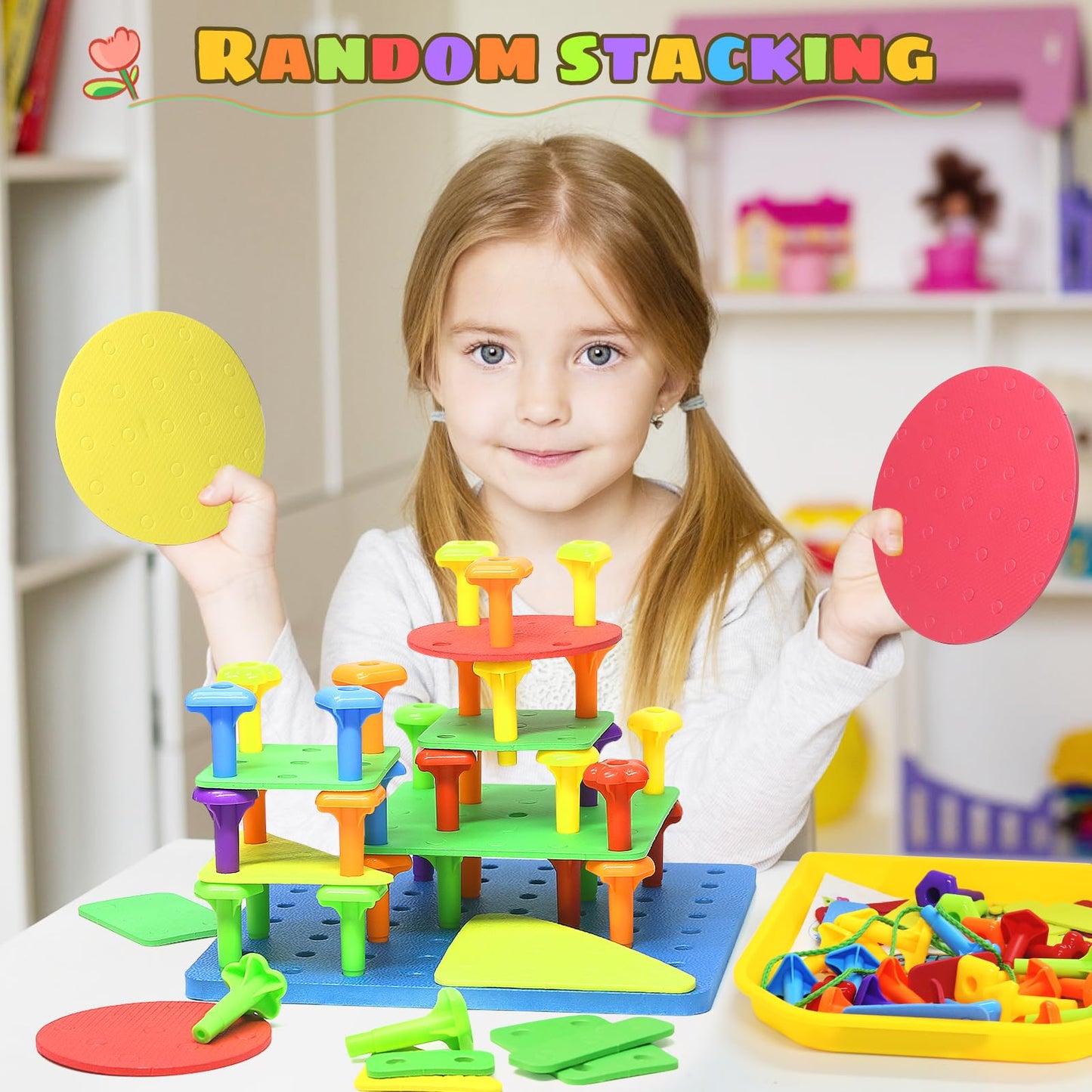 Ggiibro Peg Board Toy Set 101Pcs – STEM Building & Montessori Sensory Toys for Kids 3-6