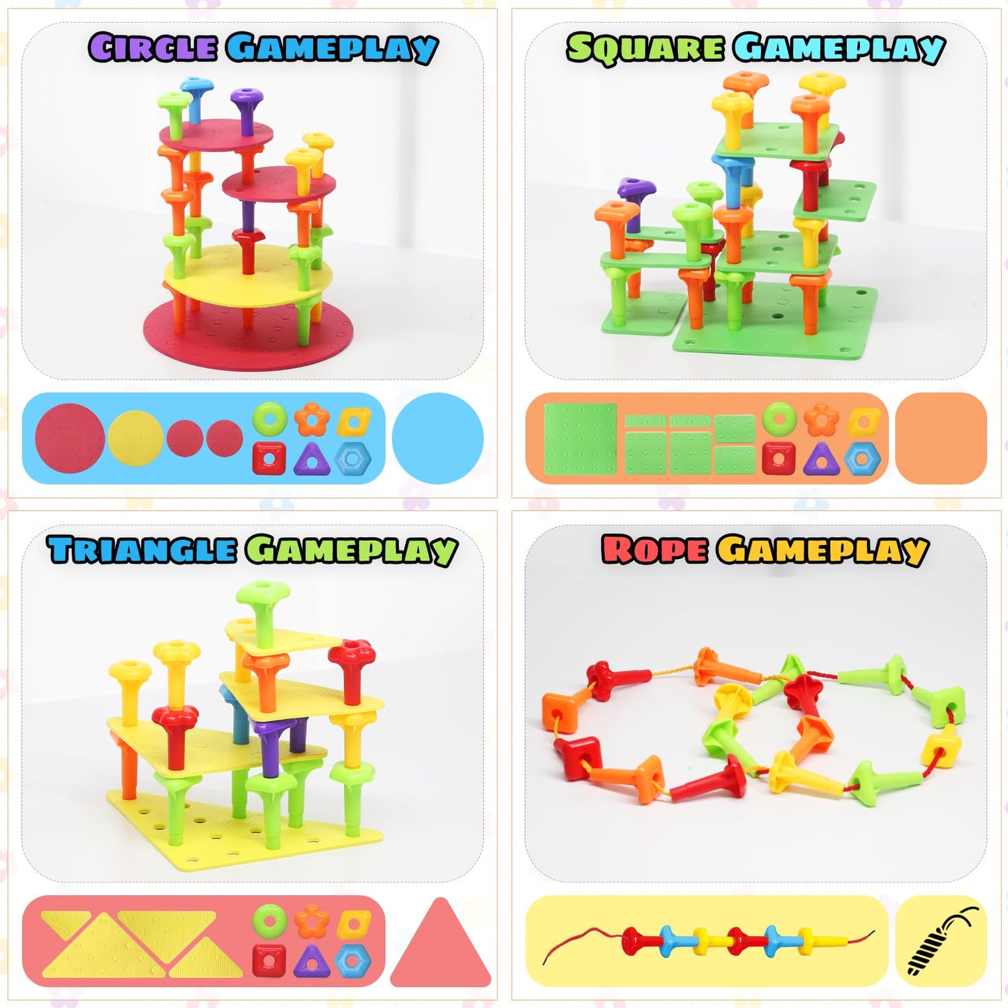Ggiibro Peg Board Toy Set 101Pcs – STEM Building & Montessori Sensory Toys for Kids 3-6