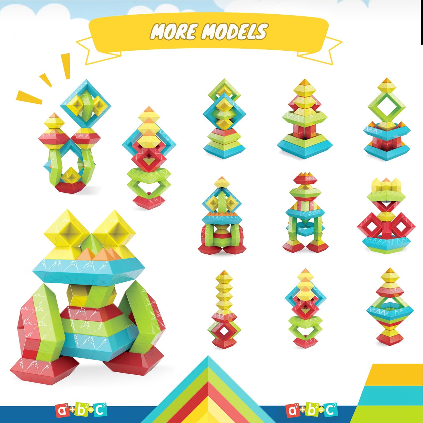 Ggiibro 40Pcs Montessori Pyramid Blocks – STEM & Sensory Toy for 3-6 Year Olds