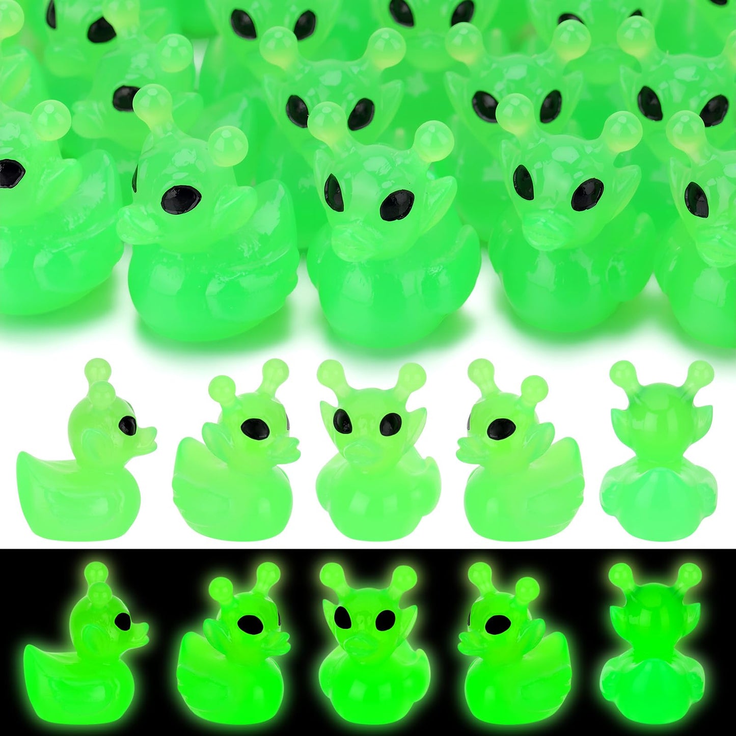 GGSTDDUP 50 Pcs Alien Ducks Toy Figures — Luminous Mini Resin Ducks for Party Favors