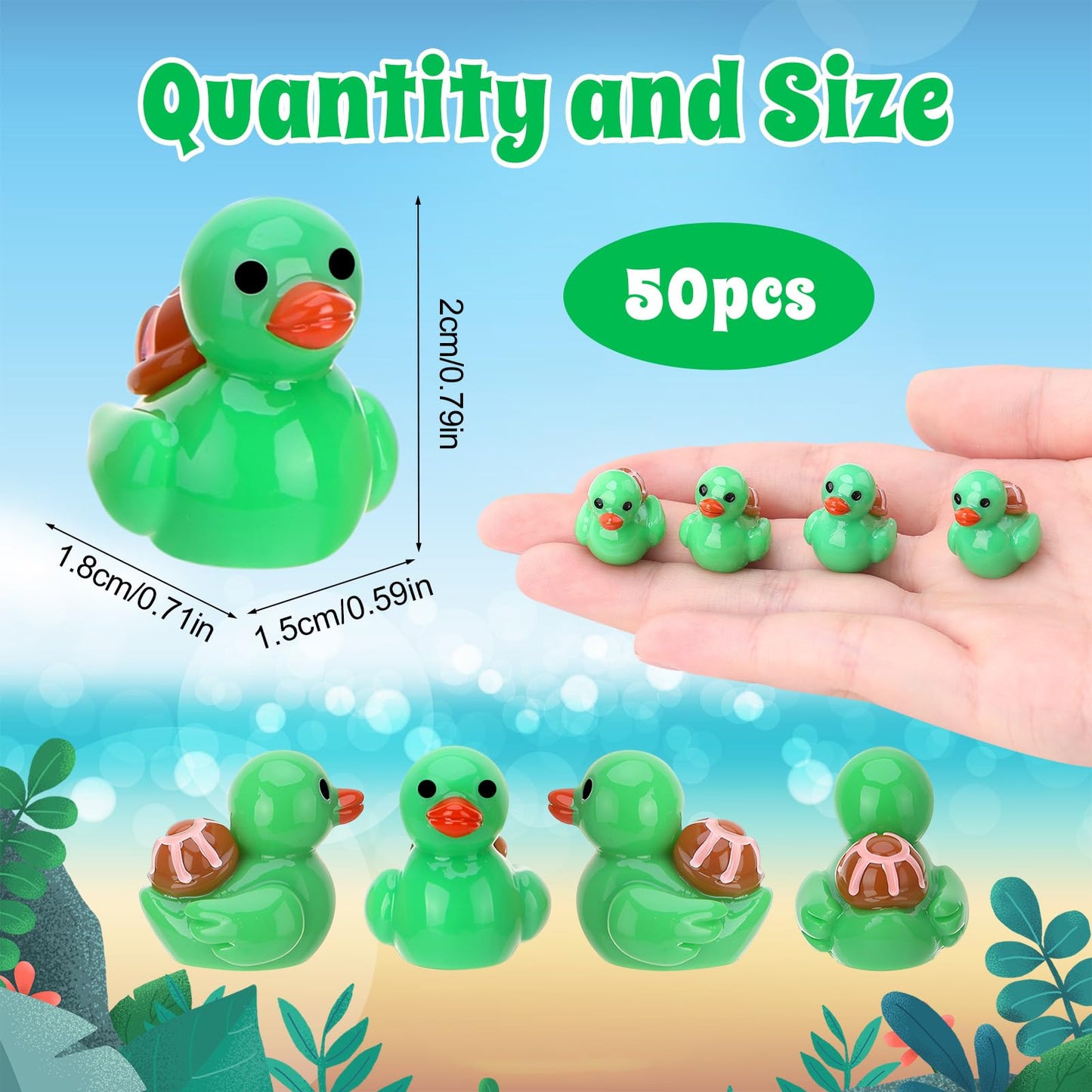 GGSTDDUP 50 Pcs Turtle Ducks Toy Figures - Mini Resin Ducks for Party Favors