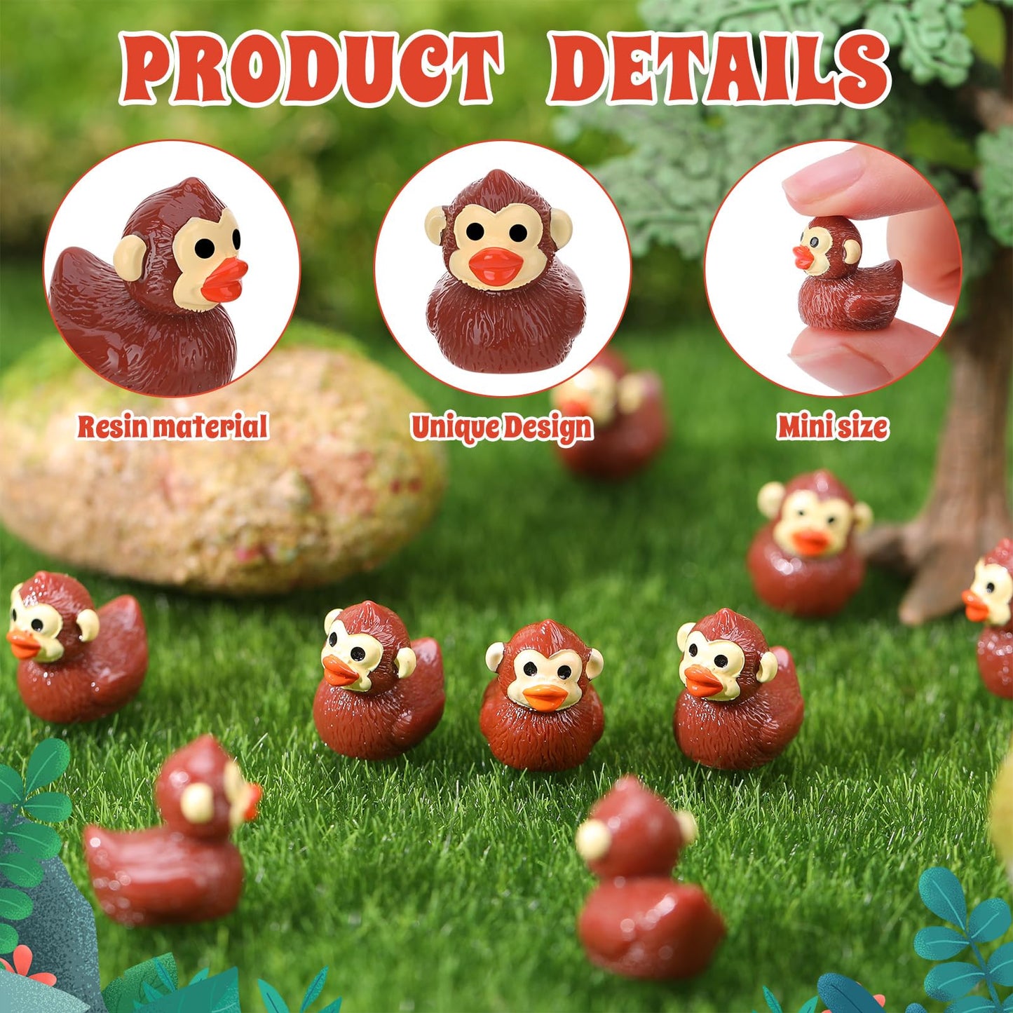 GGSTDDUP 50 Pcs Bigfoot Ducks Toy Figures – Mini Resin Ducks for Collectors, Decor & Party Favors