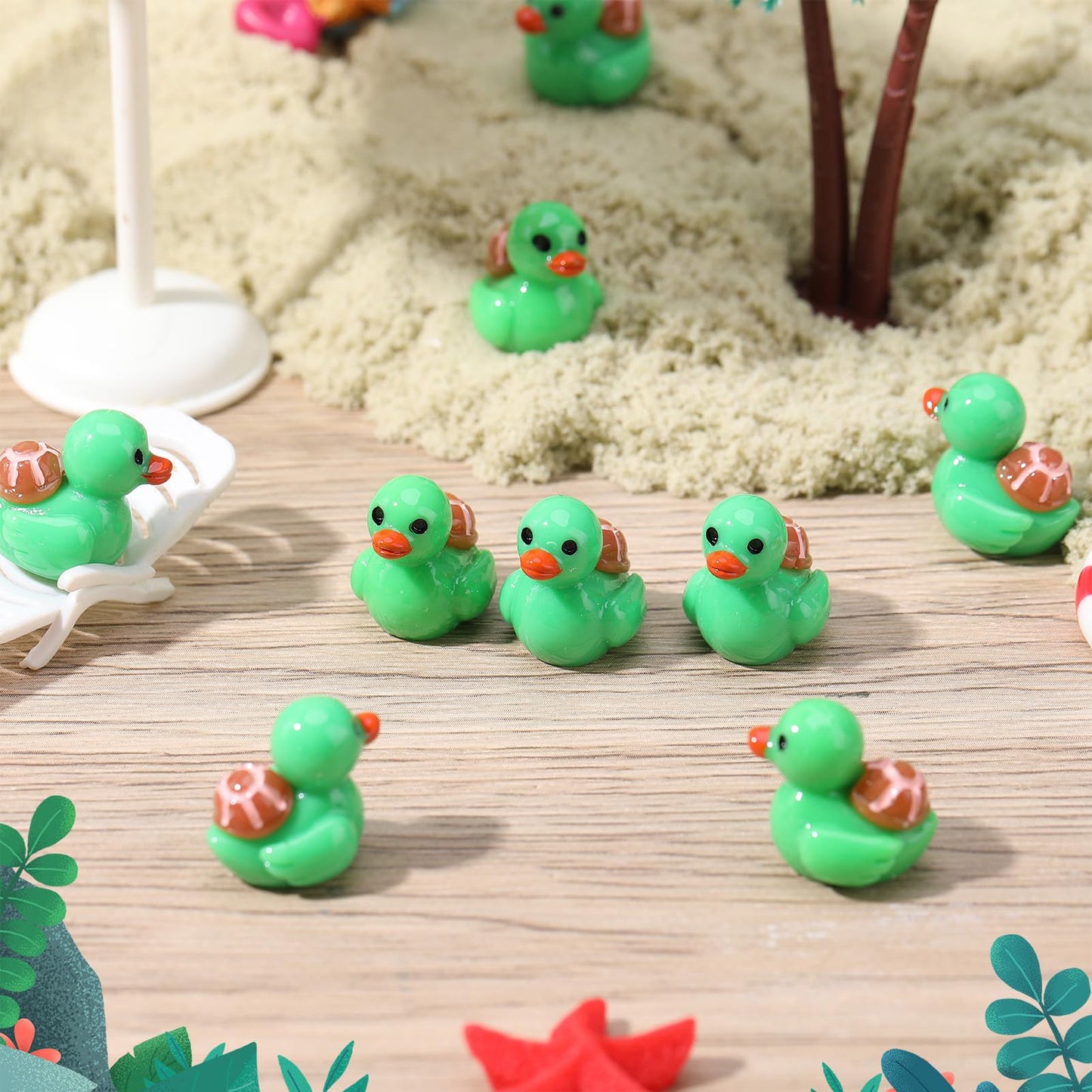 GGSTDDUP 50 Pcs Turtle Ducks Toy Figures - Mini Resin Ducks for Party Favors