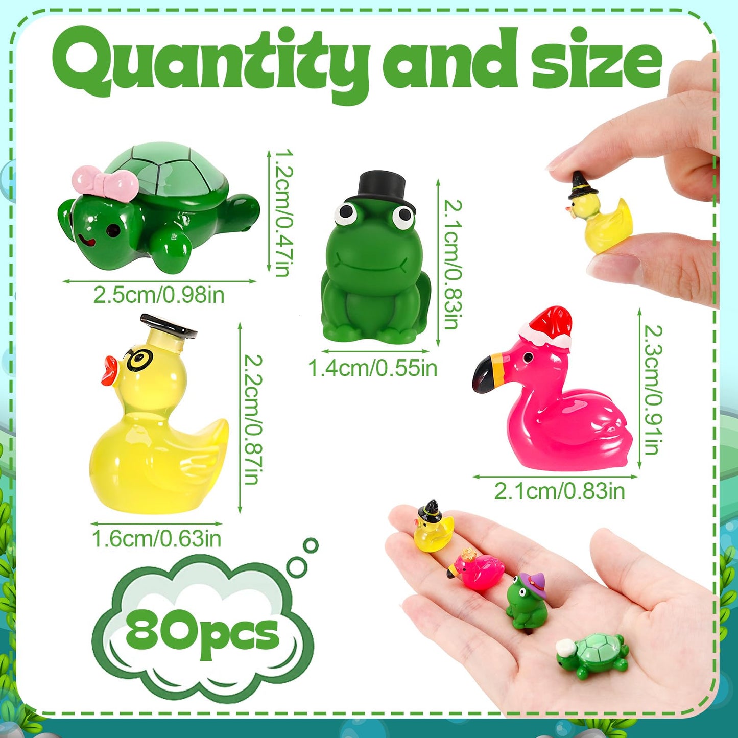 GGSTDDUP 80 Pcs Mini Resin Animals – 40 Styles with Hats for DIY Crafts, Fairy Gardens & Cake Decor