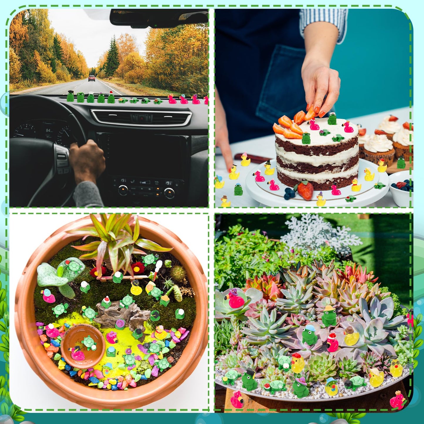 GGSTDDUP 80 Pcs Mini Resin Animals – 40 Styles with Hats for DIY Crafts, Fairy Gardens & Cake Decor