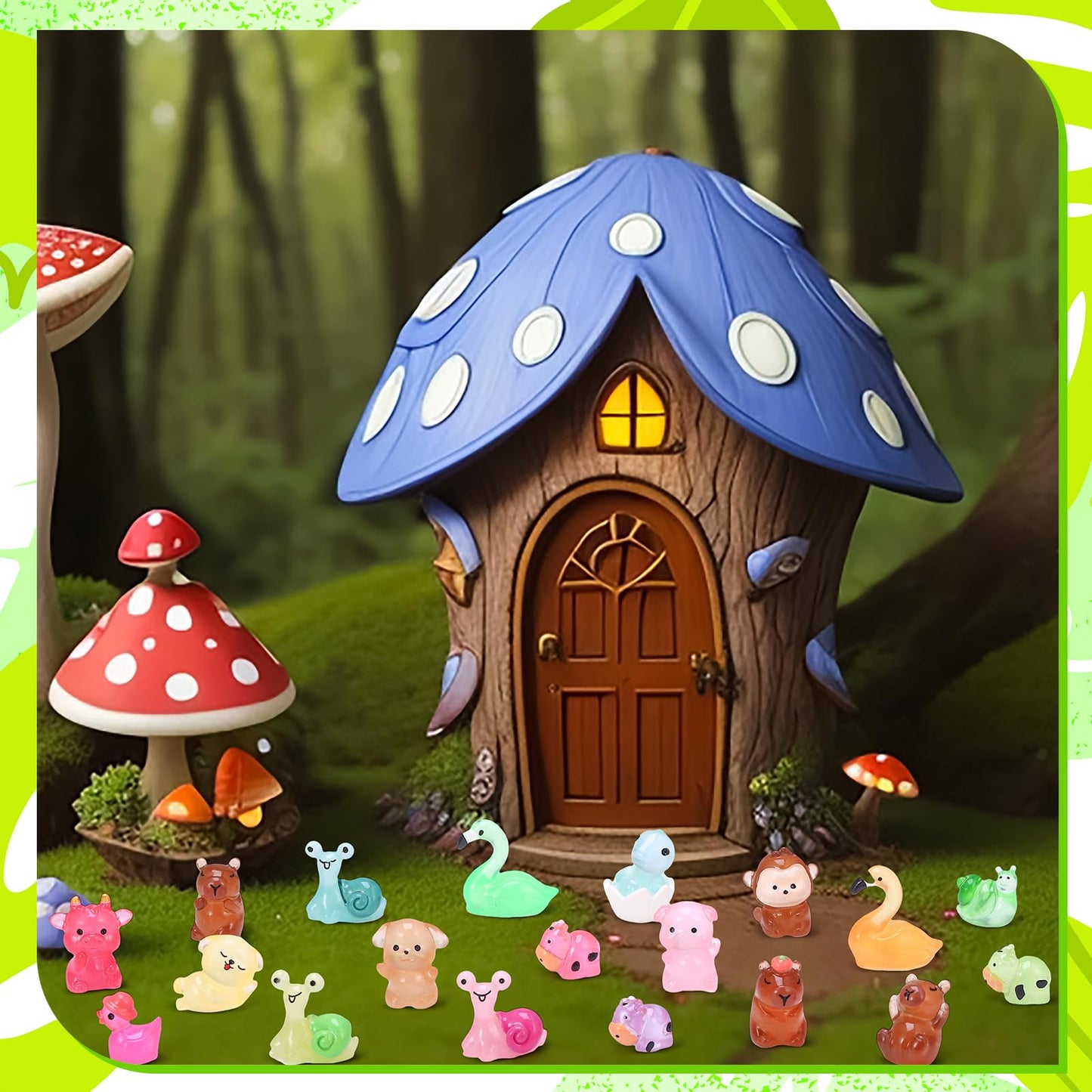 GGSTDDUP 72pcs Luminous Mini Resin Animals – Glow in the Dark Ducks, Flamingo, Dog & More
