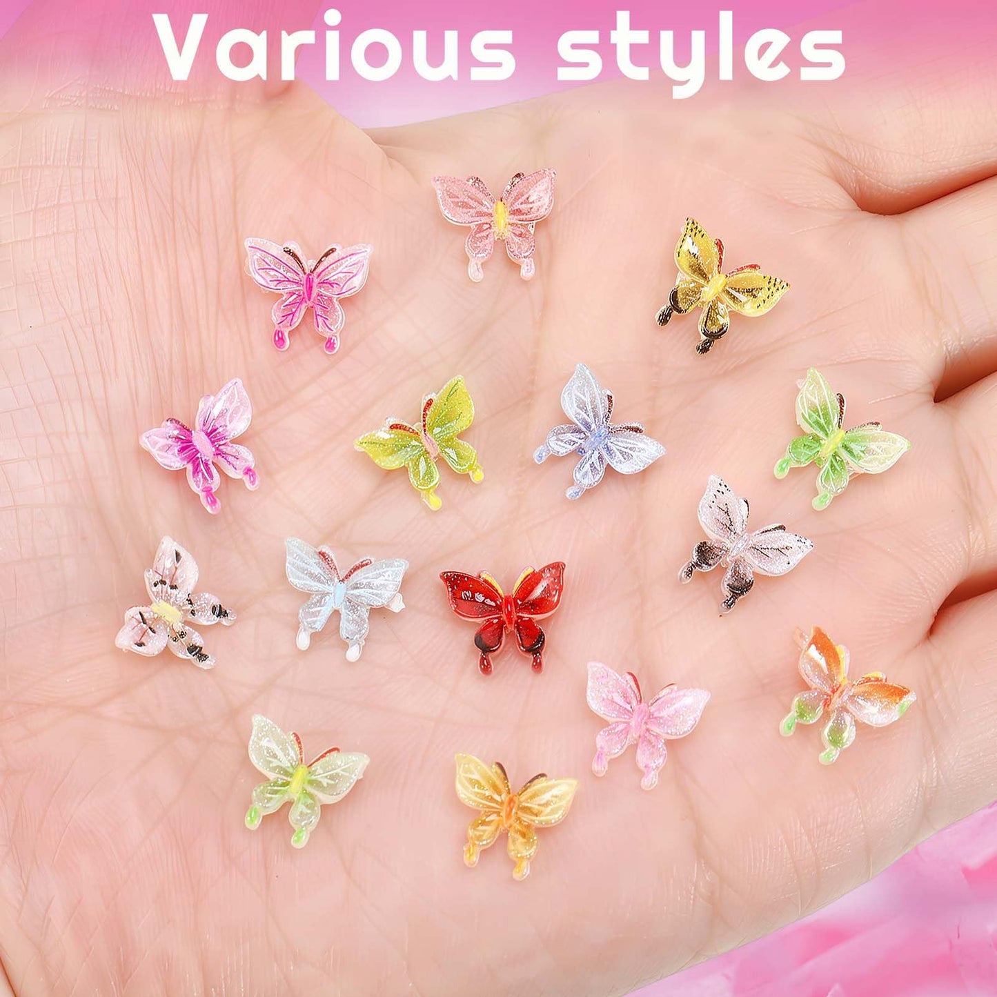 GGSTDDUP 200 Pcs Mini Resin Butterflies for DIY Decor & Crafts