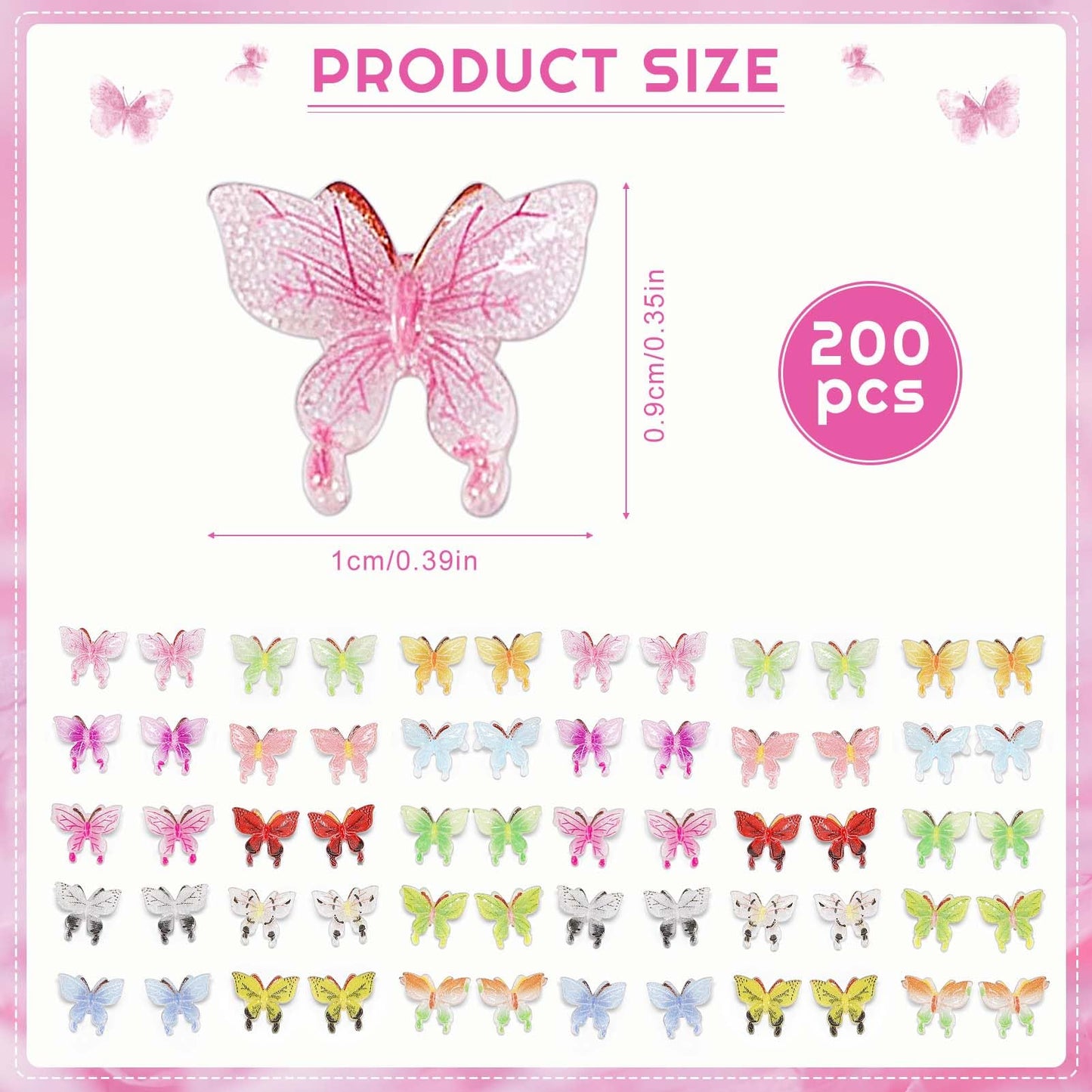 GGSTDDUP 200 Pcs Mini Resin Butterflies for DIY Decor & Crafts