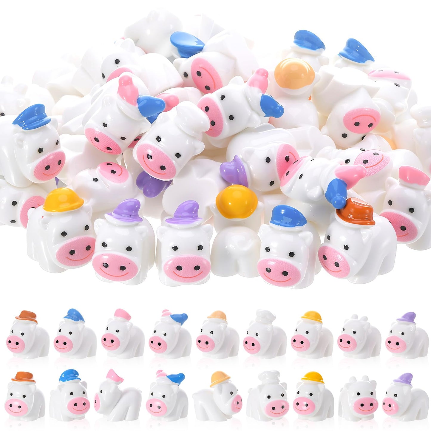 GGSTDDUP 54 Pcs Mini Cow Figurines – 9 Career-Themed Resin Cows for Decor, Crafts & Gifts
